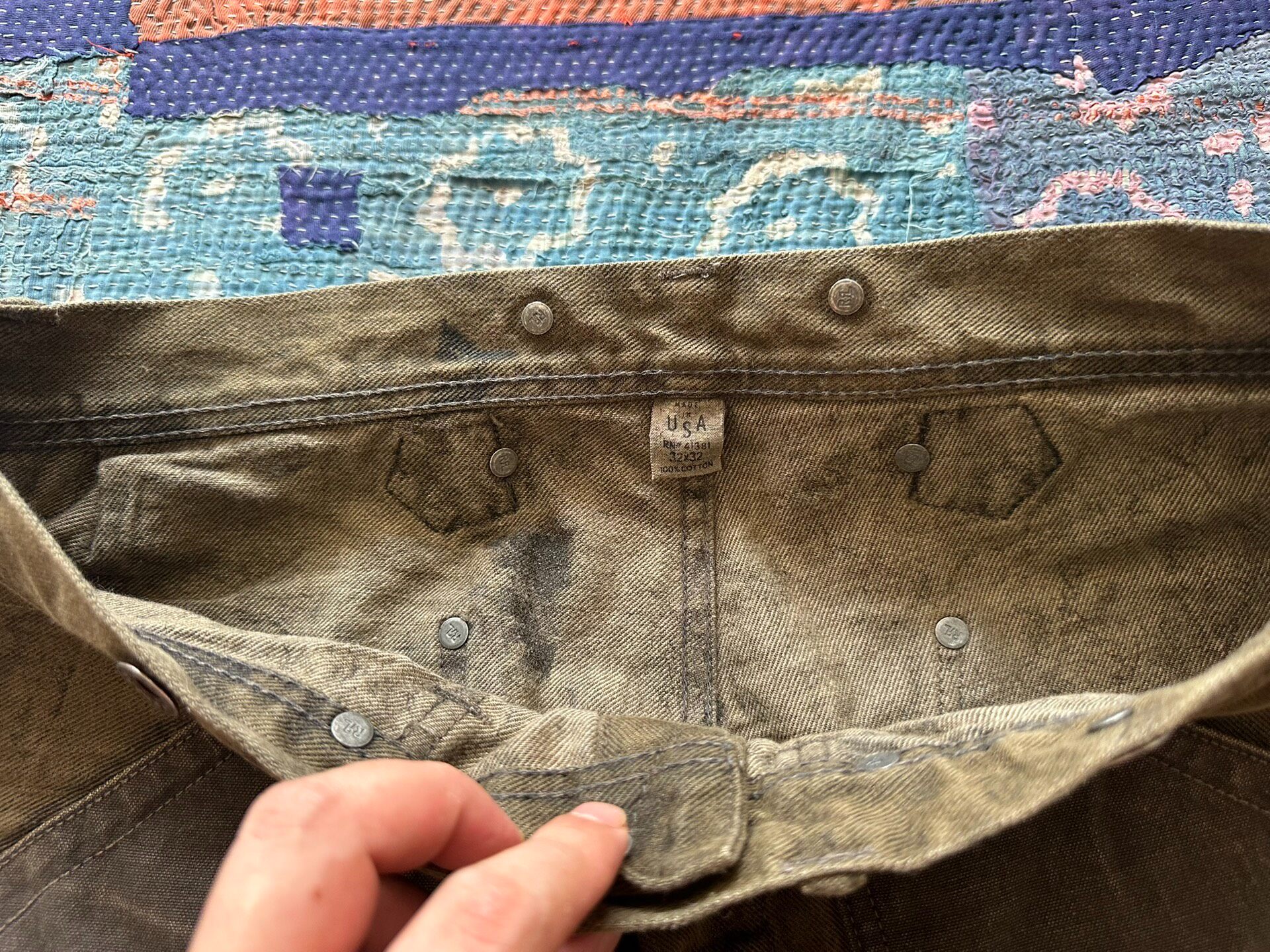 RRL Faded Double Knee Work Jeans — detail