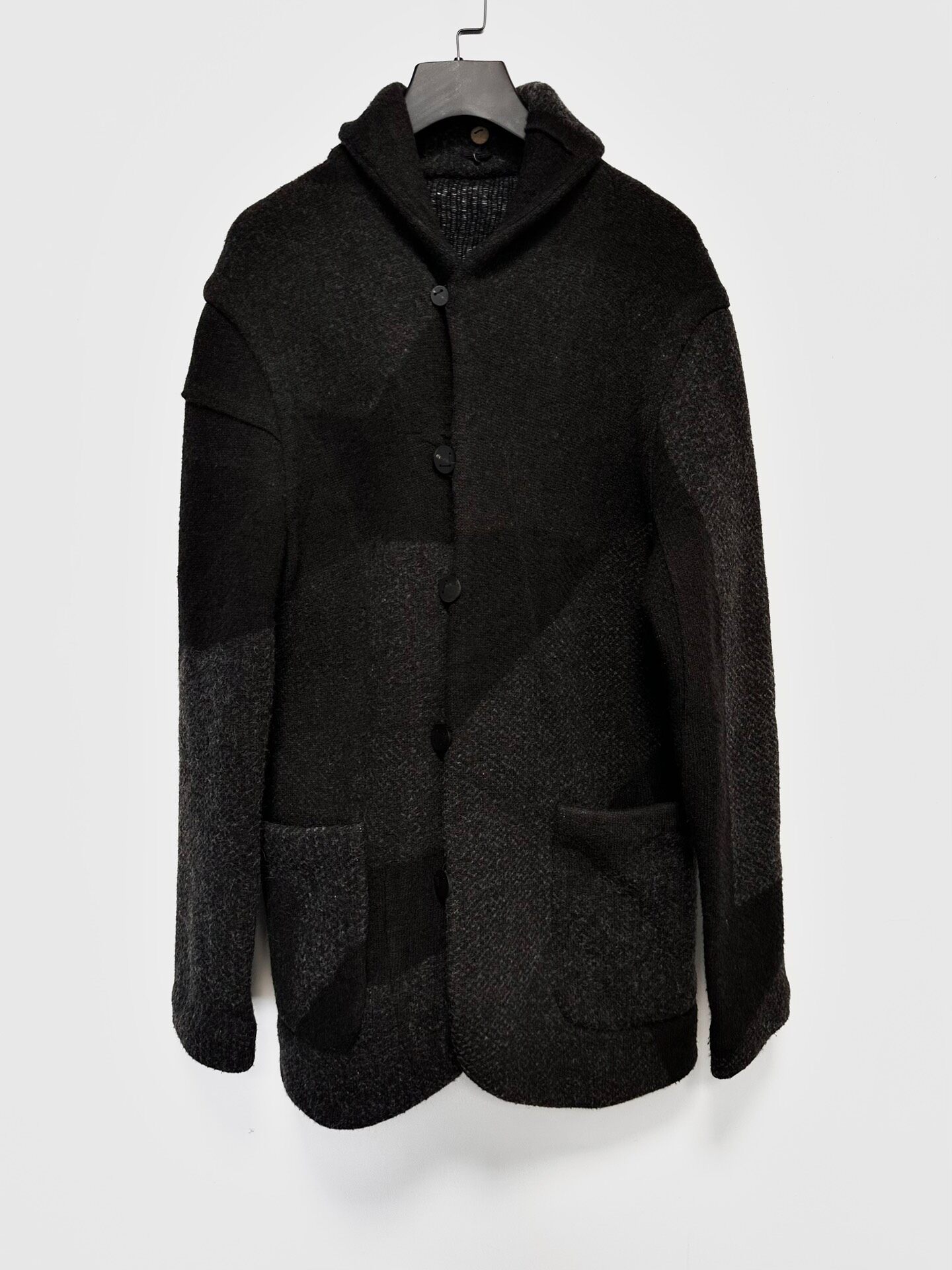 LUC Asymmetric Wool Knit Jacket — back