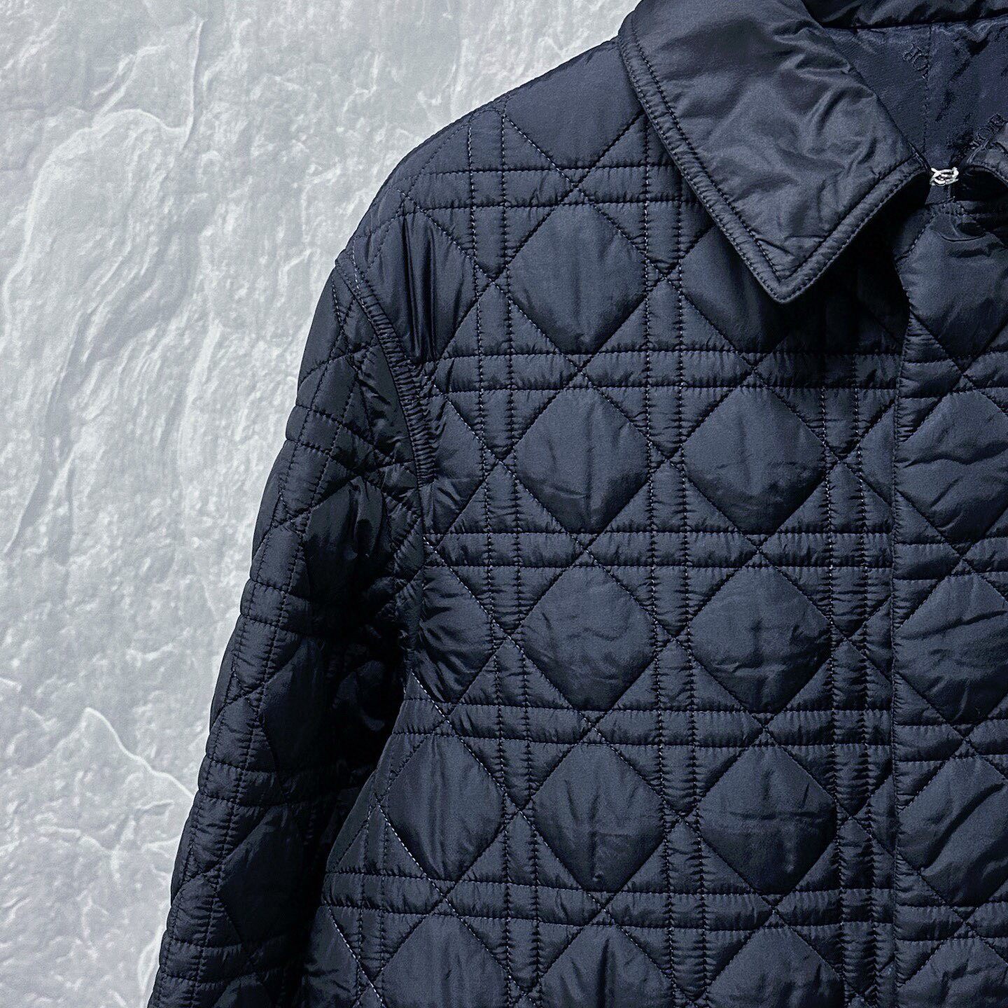 Dior Navy Cannage Long Quilted Coat — back