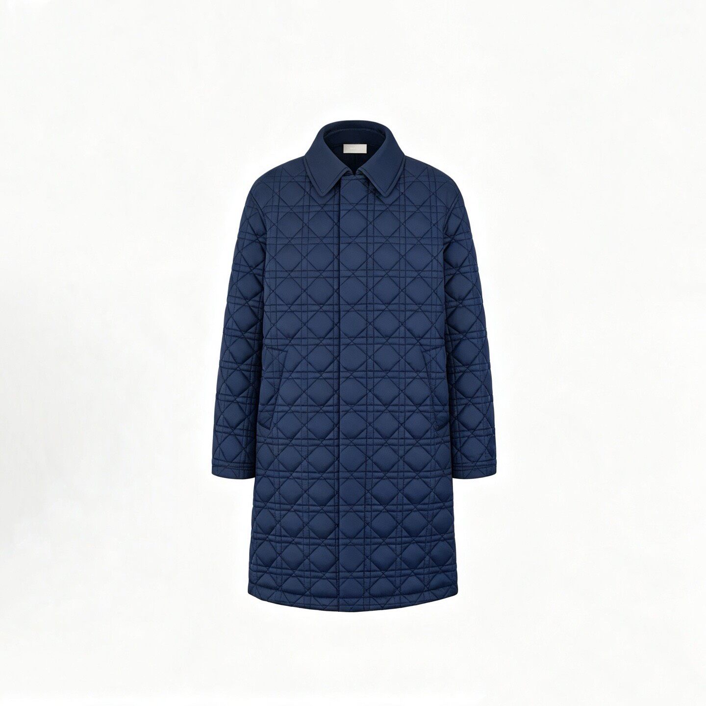 Dior Navy Cannage Long Quilted Coat