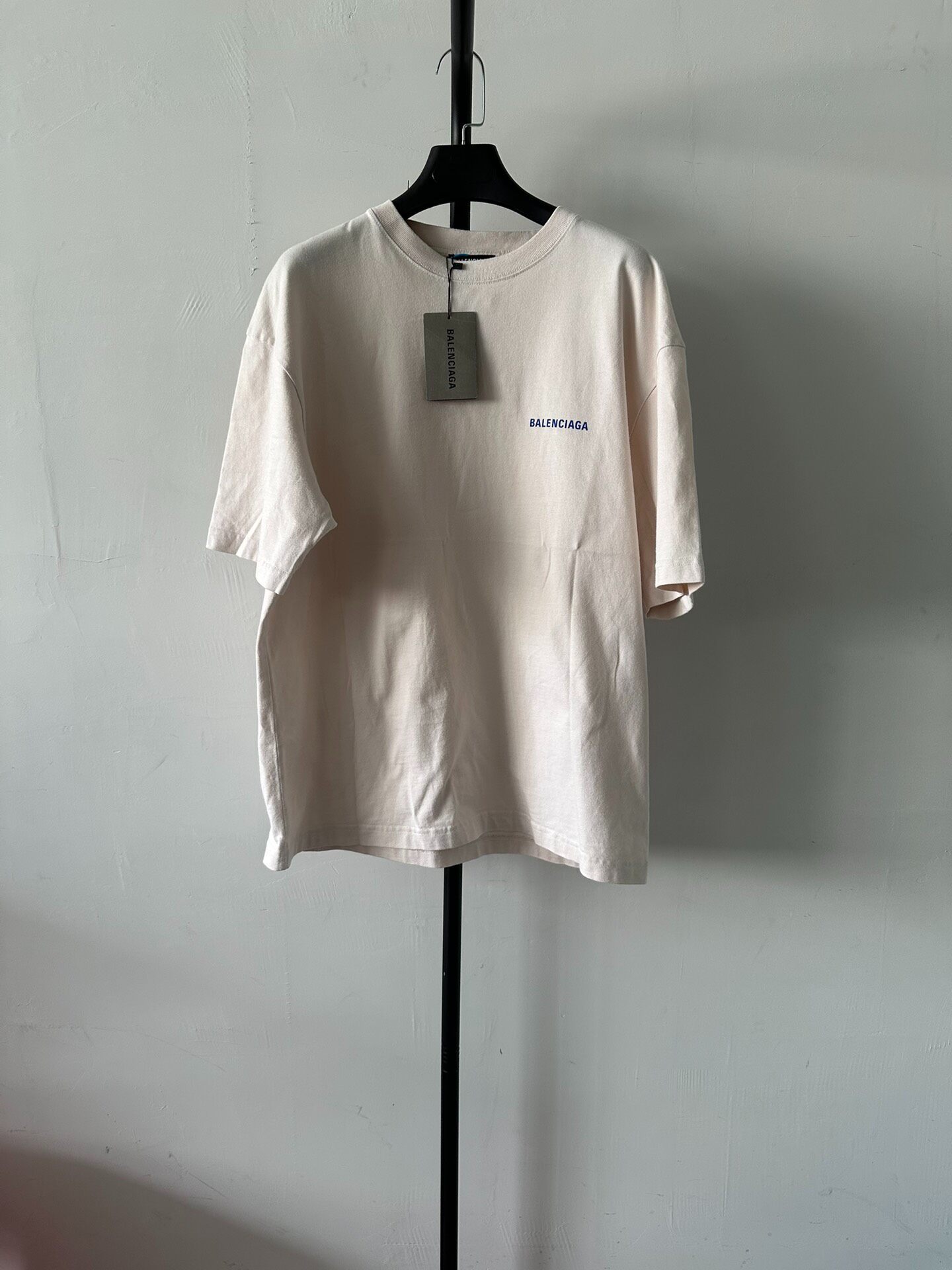 Balenciaga Logo Beige Short Sleeve Tee