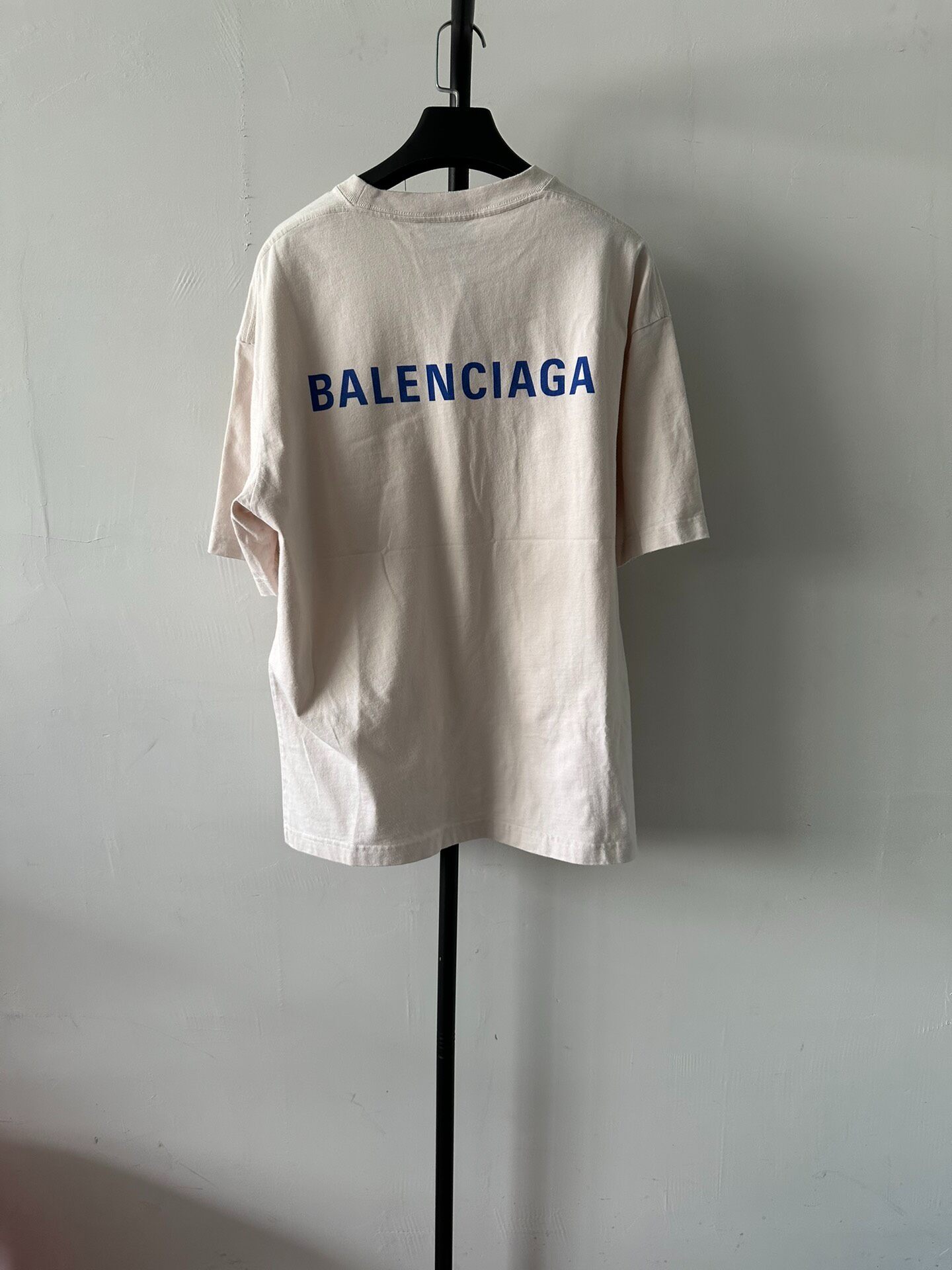 Balenciaga Logo Beige Short Sleeve Tee — front