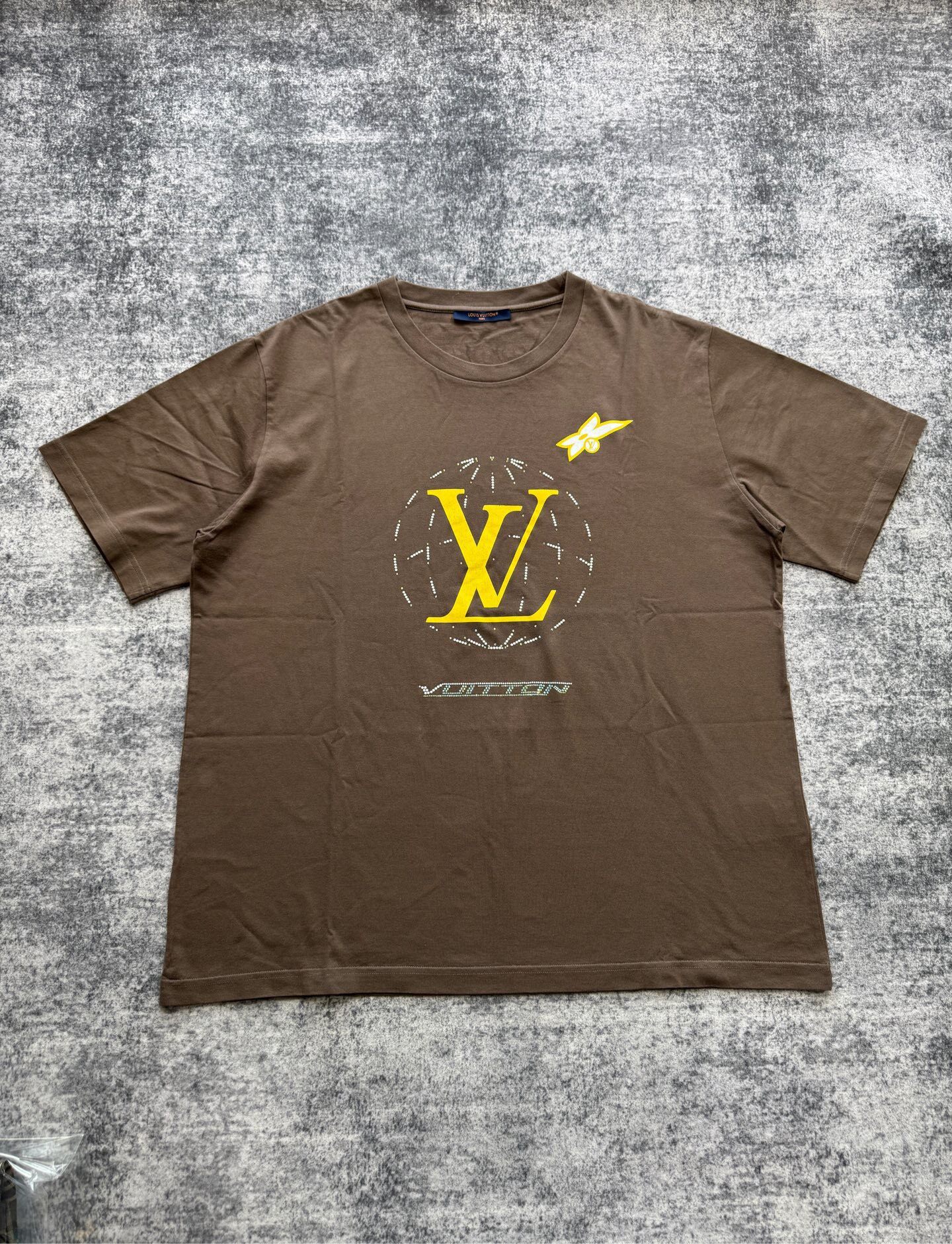 Louis Vuitton Brown Rhinestone Short-Sleeve Tee