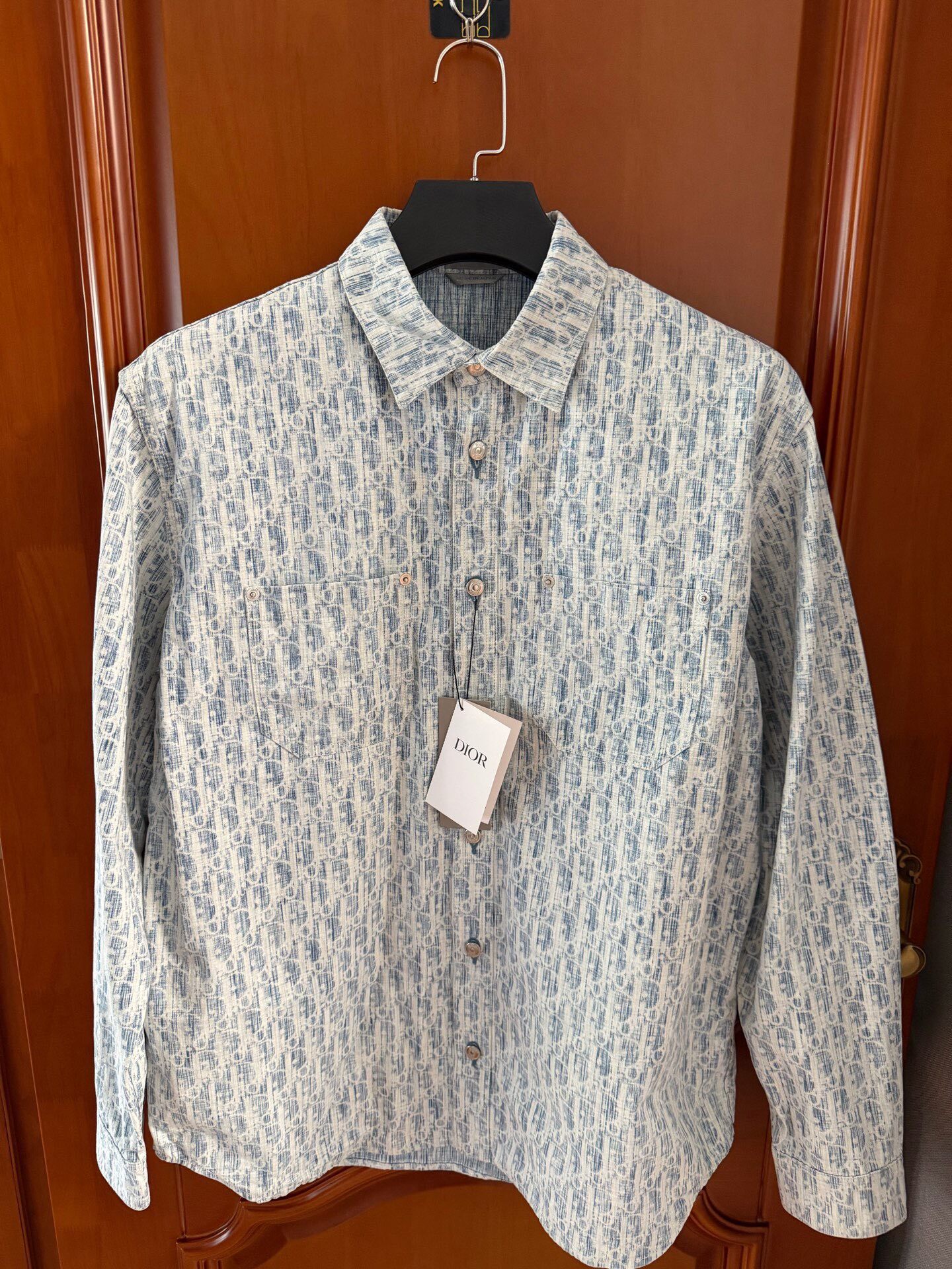 Dior Blue-White Monogram Long-Sleeve Shirt