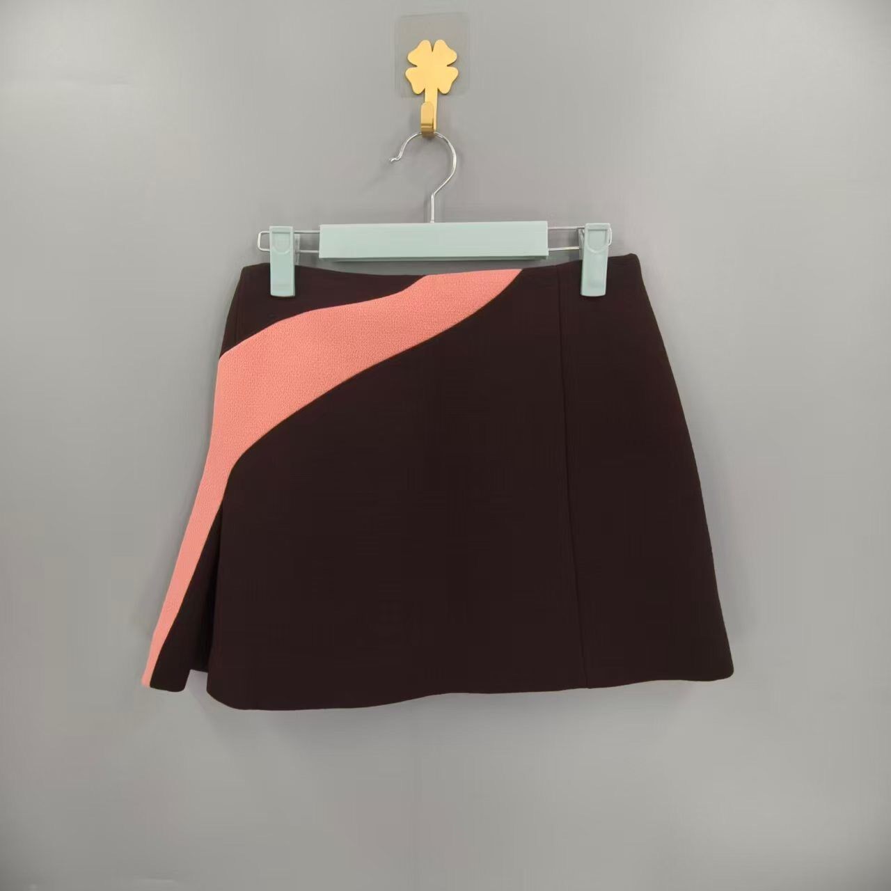 Christian Dior Color Block Wool Mini Skirt — front