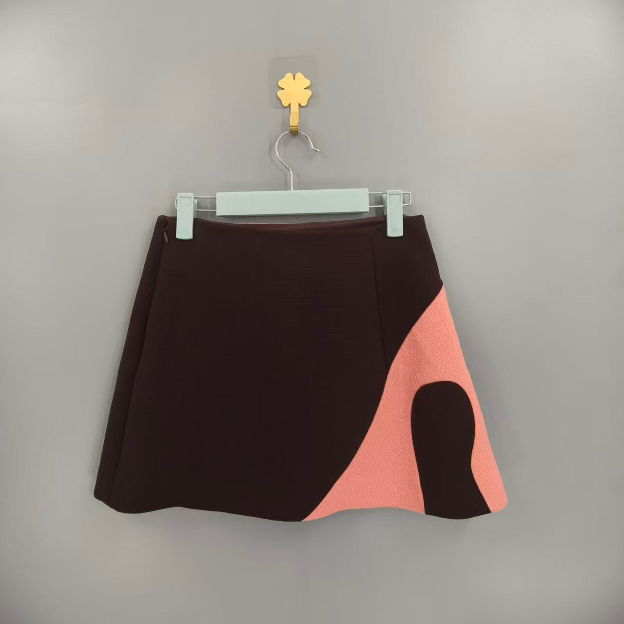 Christian Dior Color Block Wool Mini Skirt