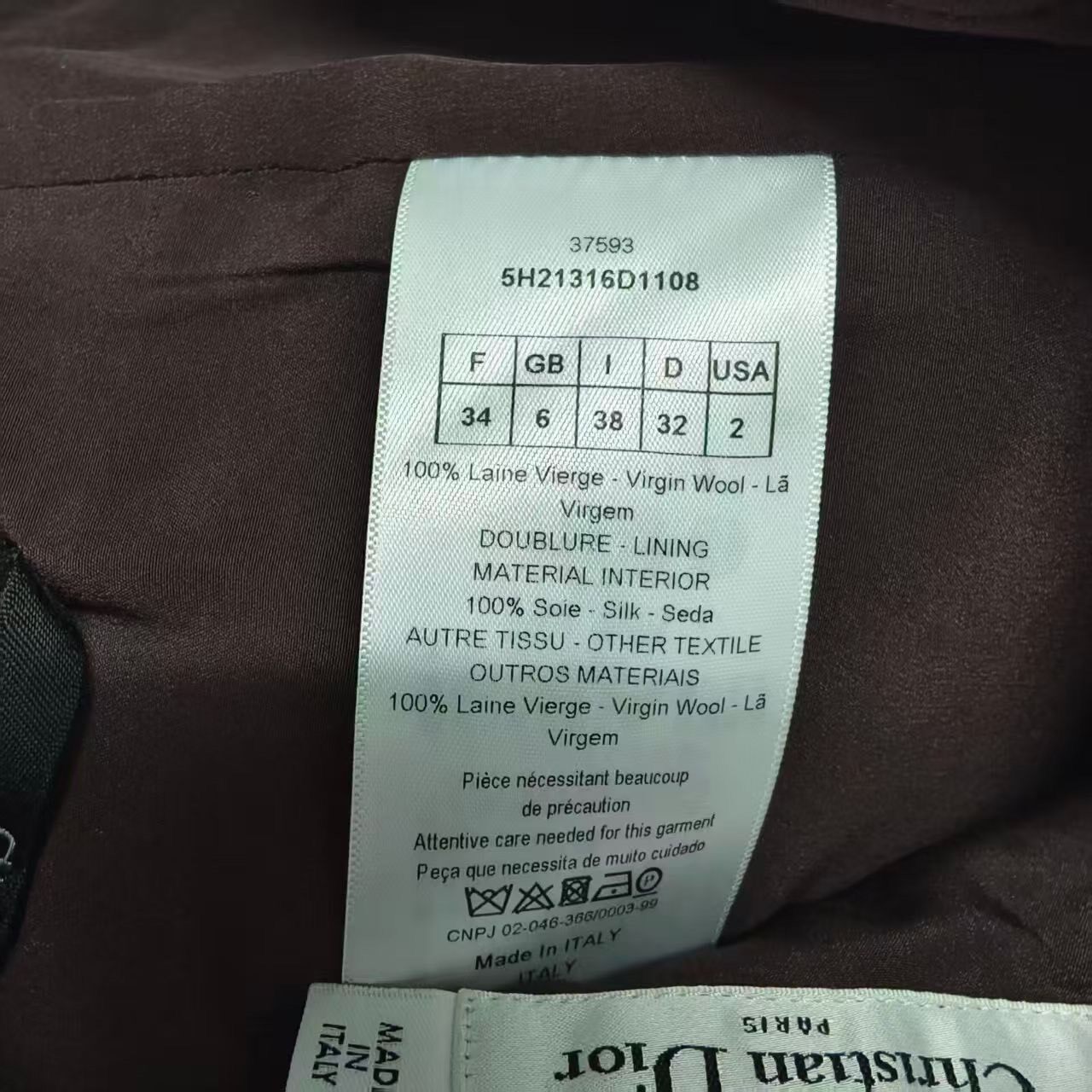 Christian Dior Color Block Wool Mini Skirt — label
