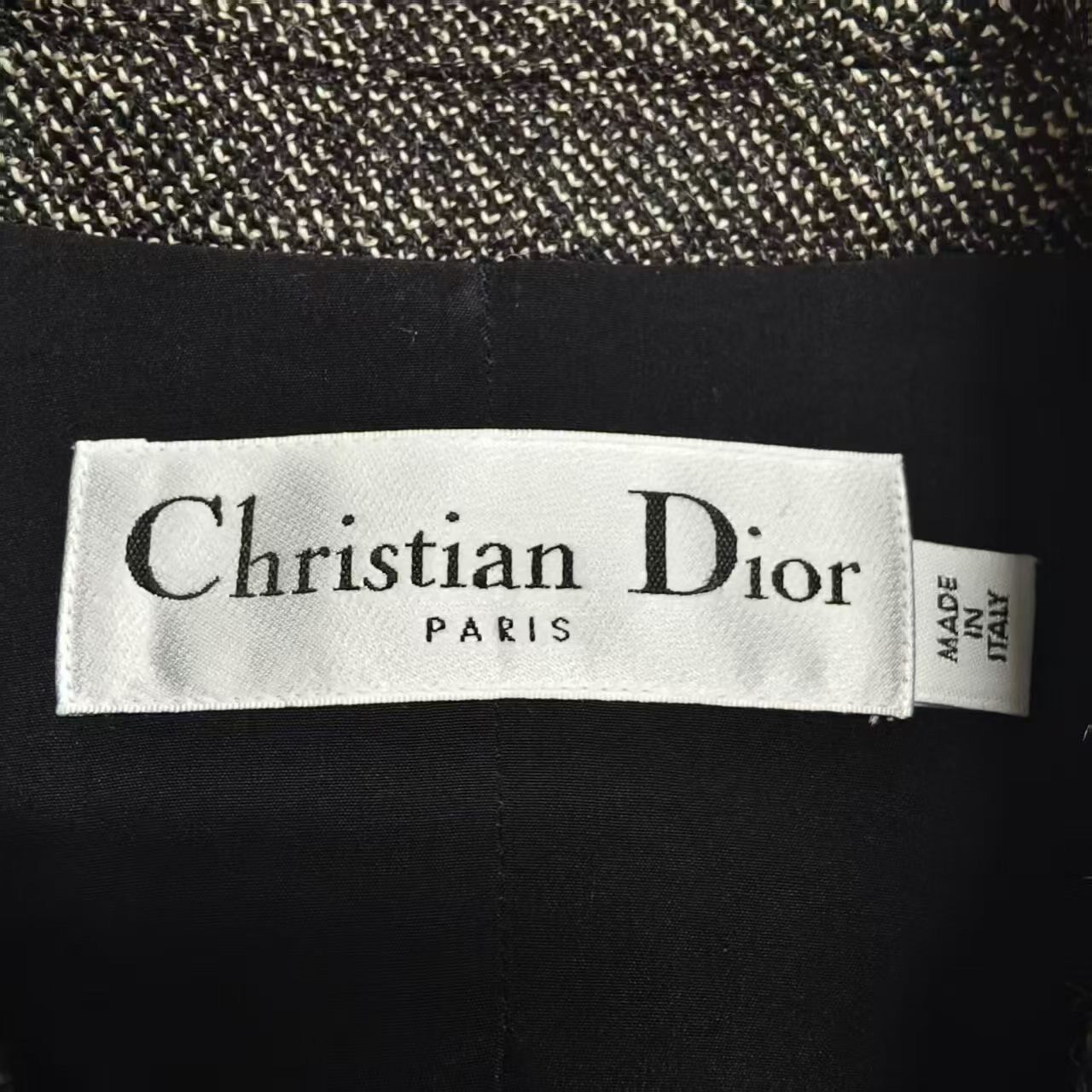 Christian Dior Gray Belted Double-Breasted Dress — back