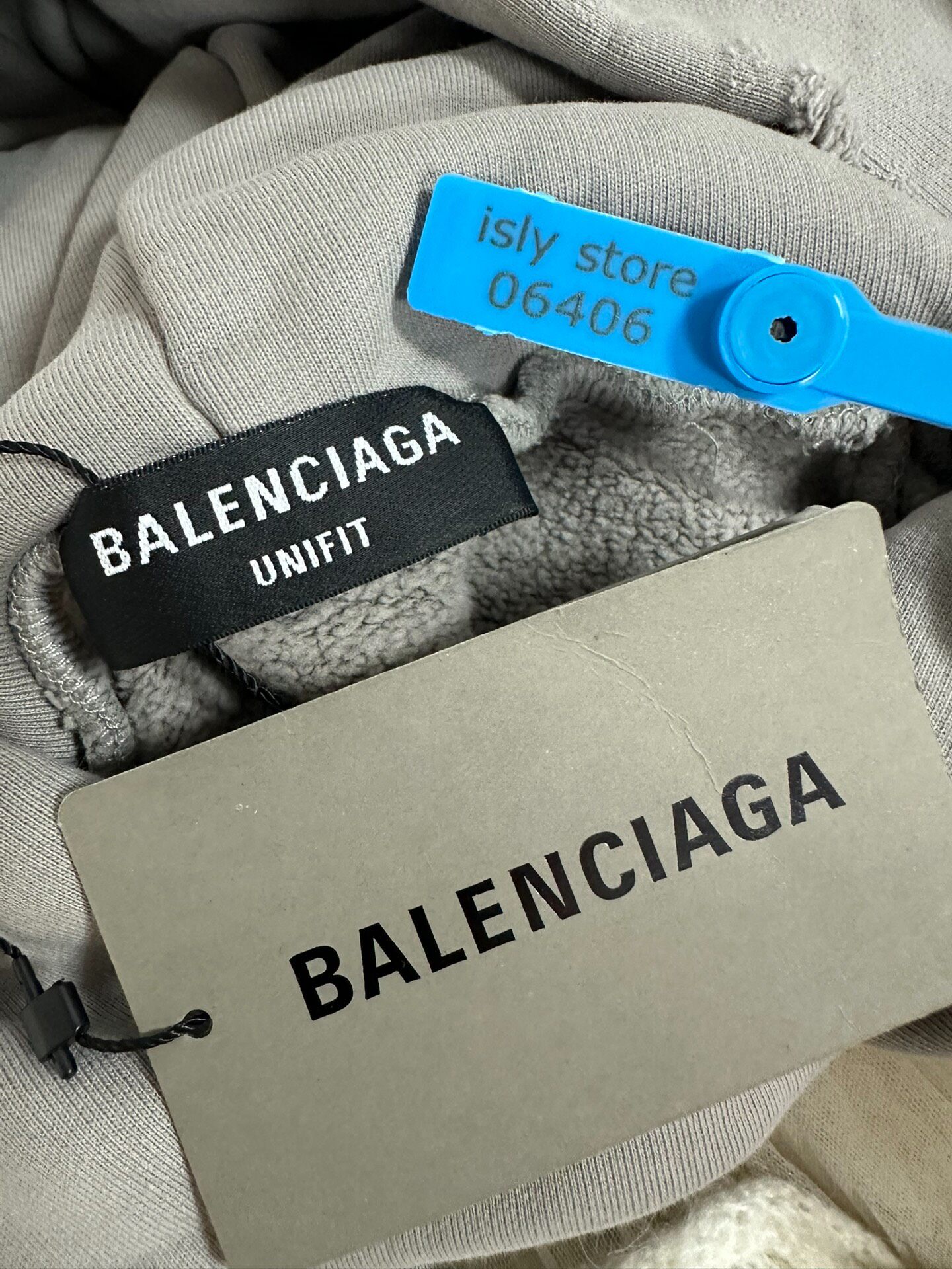 Balenciaga Men's Gray BB Logo Hoodie — label