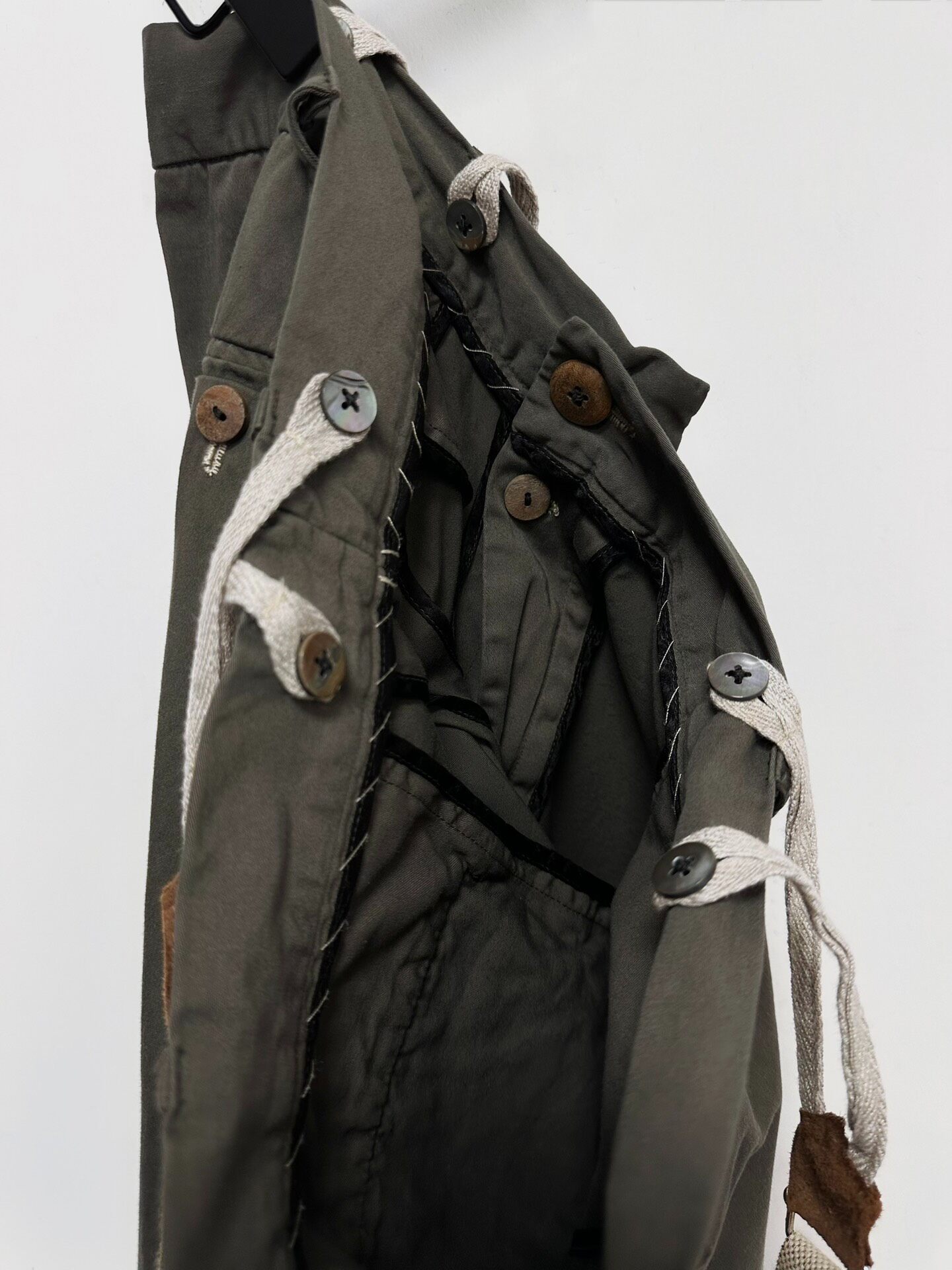 Geoffrey B Small Limited Olive Suspender Pants — back