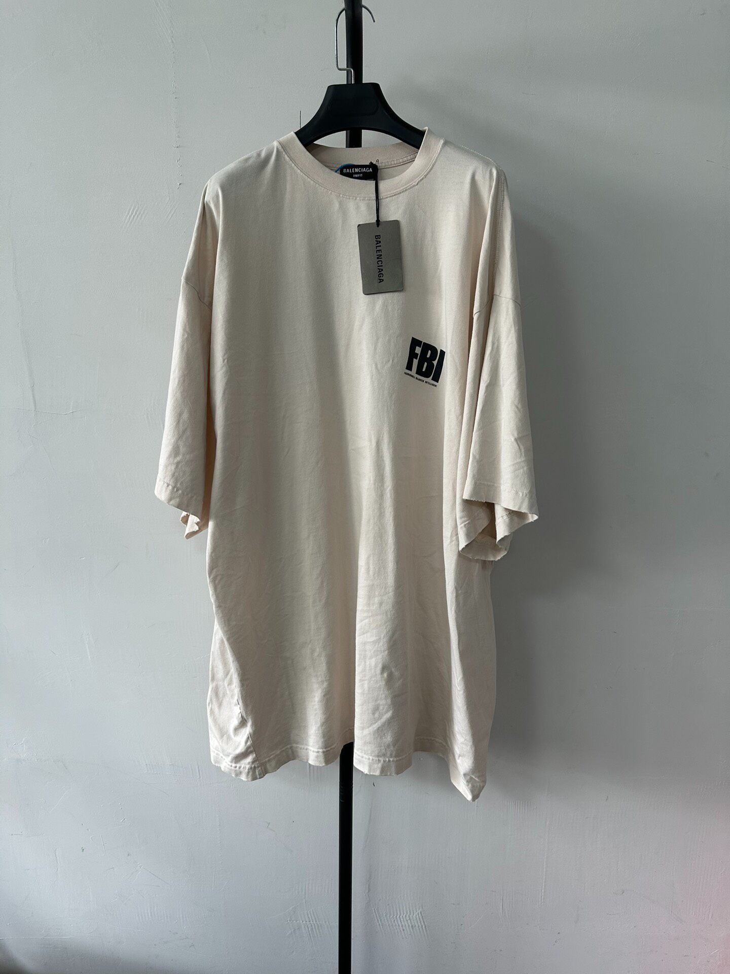 Balenciaga Men’s White FBI Print T-Shirt
