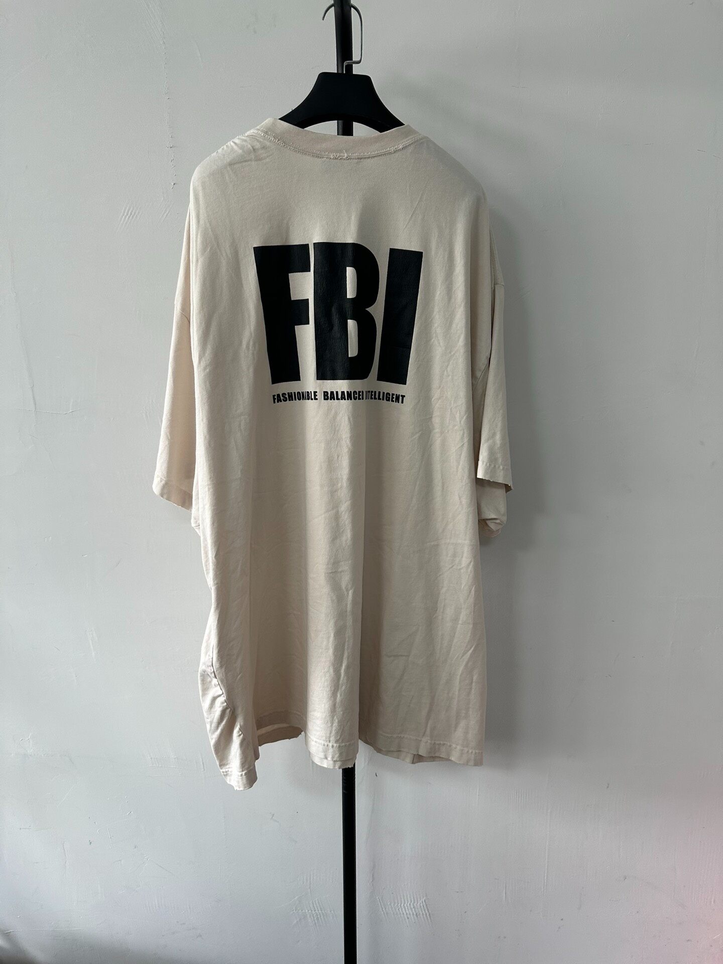 Balenciaga Men’s White FBI Print T-Shirt — front