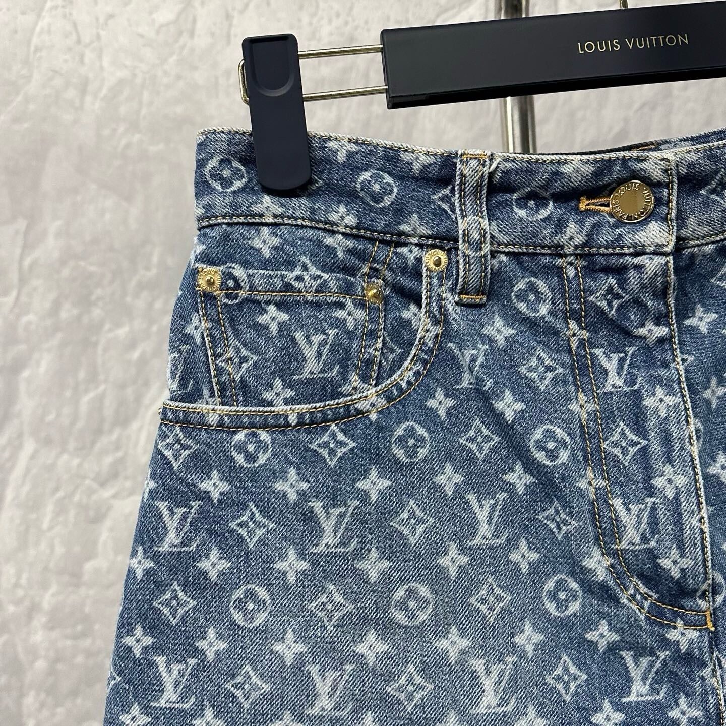 Louis Vuitton FW25 Monogram Denim Shorts — back