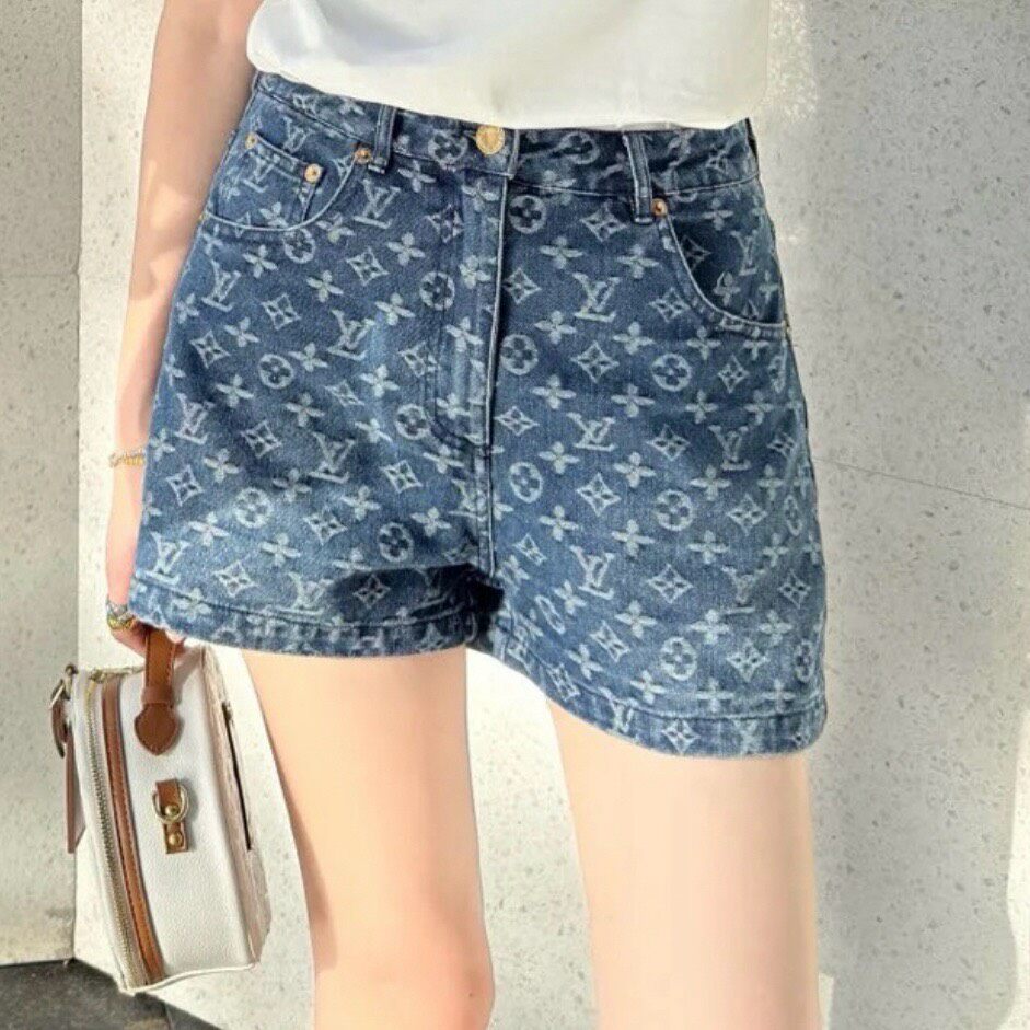 Louis Vuitton FW25 Monogram Denim Shorts — front