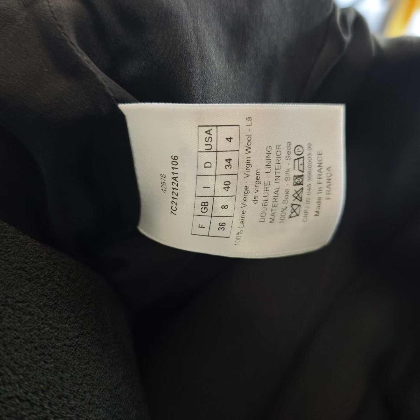 Dior Dark Blue Short Wool Coat — label