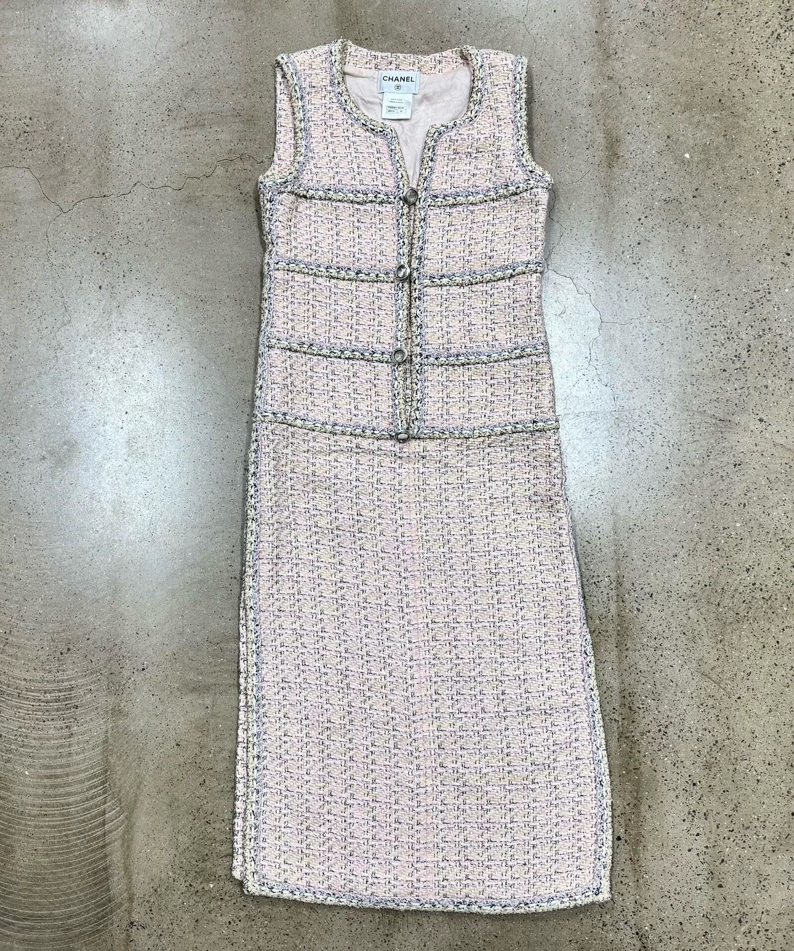Chanel 2014 Runway Pink Tweed Dress