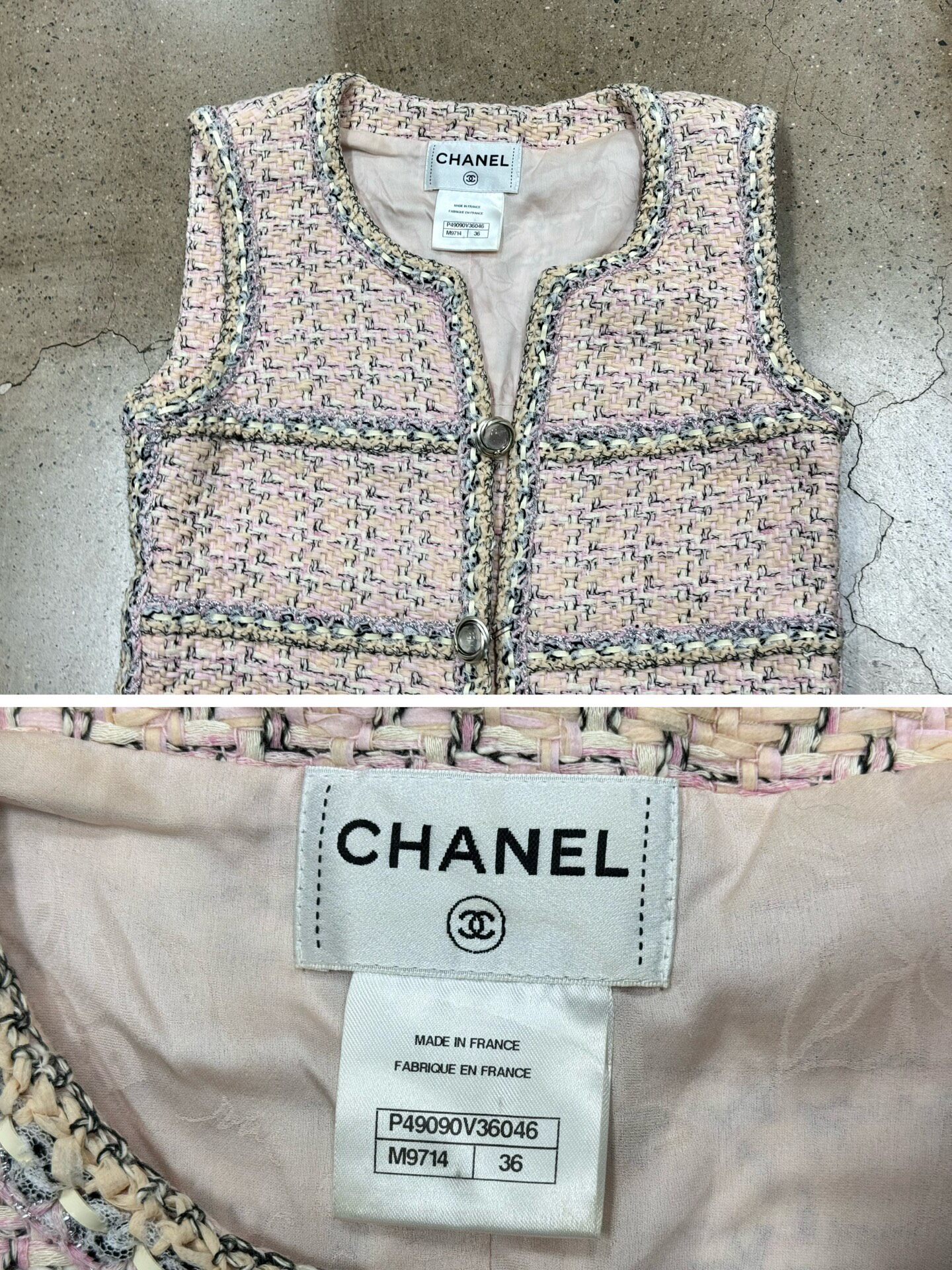 Chanel 2014 Runway Pink Tweed Dress — label