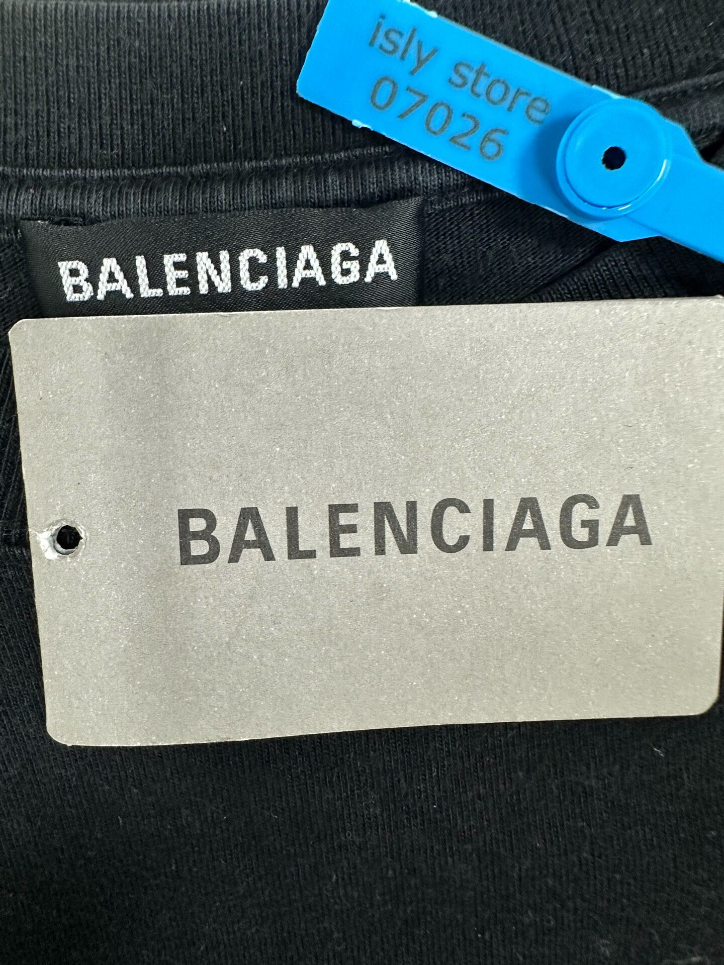 Balenciaga Black Logo Short-Sleeve Tee — label