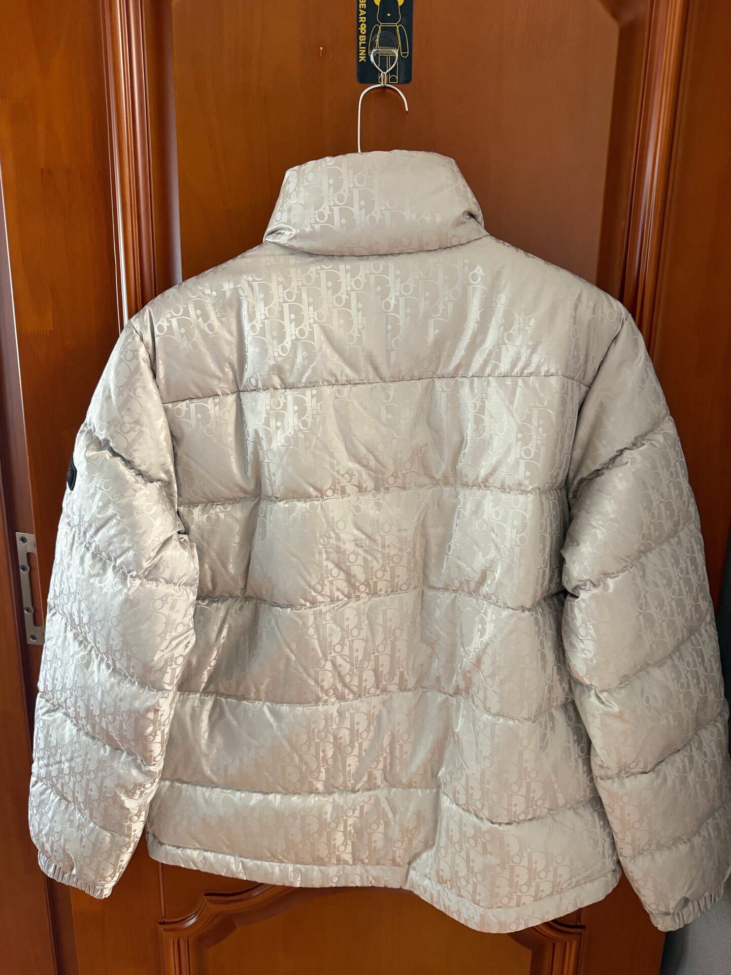 Dior Silver Logo Beige Down Puffer Jacket — front