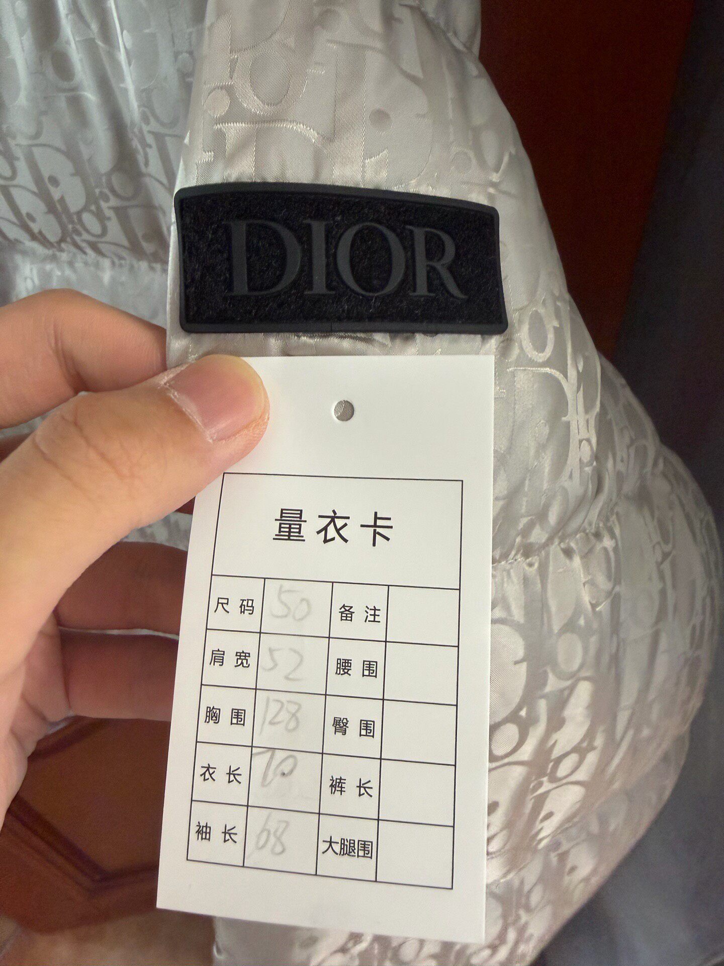 Dior Silver Logo Beige Down Puffer Jacket — detail
