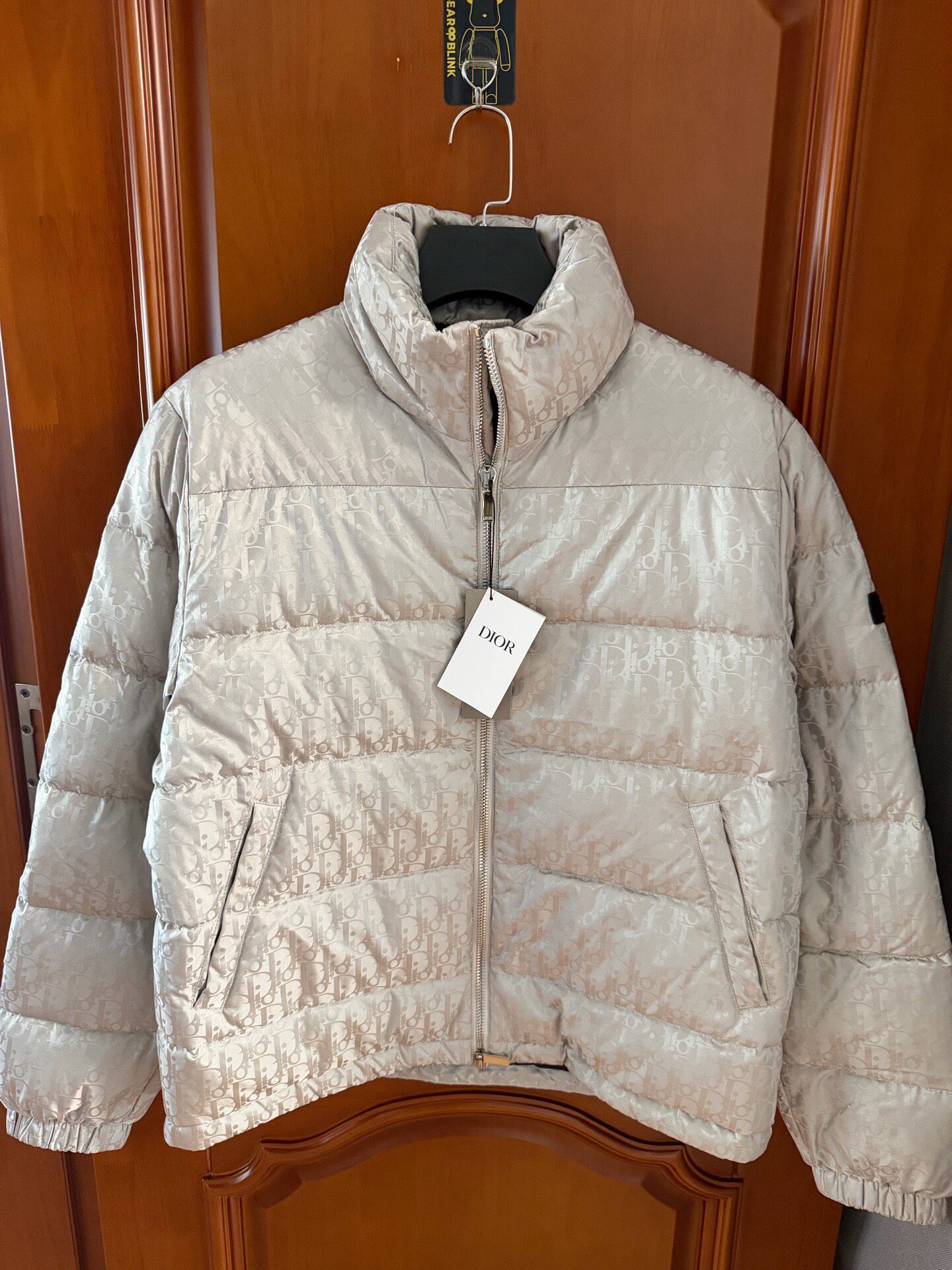 Dior Silver Logo Beige Down Puffer Jacket