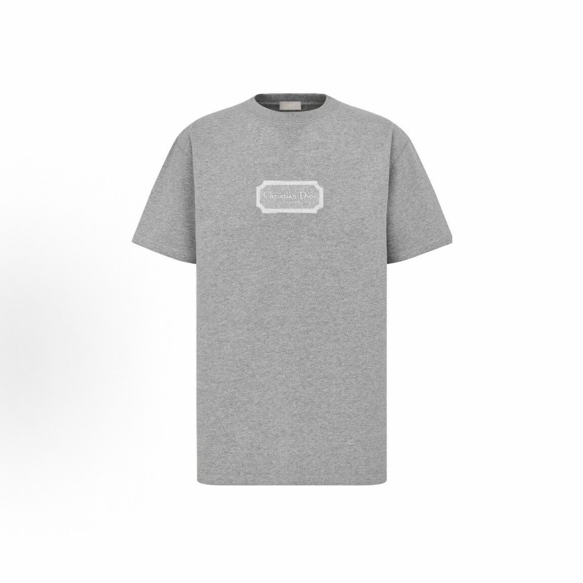 Dior Gray Logo Embroidered Short Sleeve T-Shirt