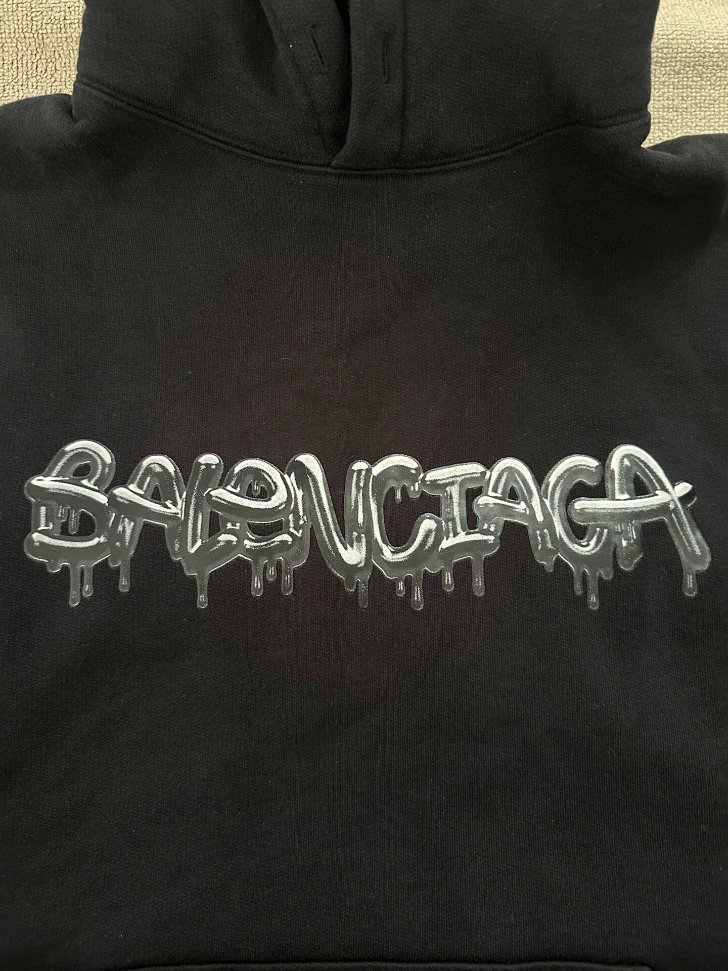 Balenciaga Oversized Black Hoodie — detail