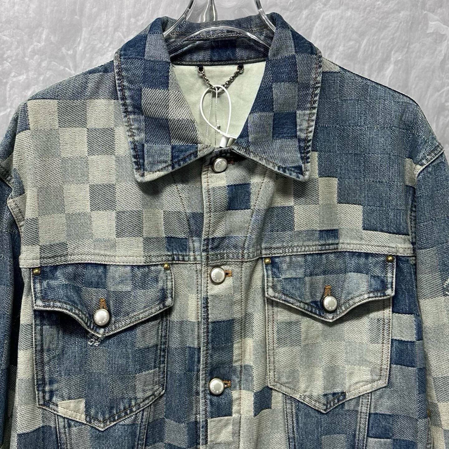 Louis Vuitton SS24 Pharrell Checkered Denim Jacket — front