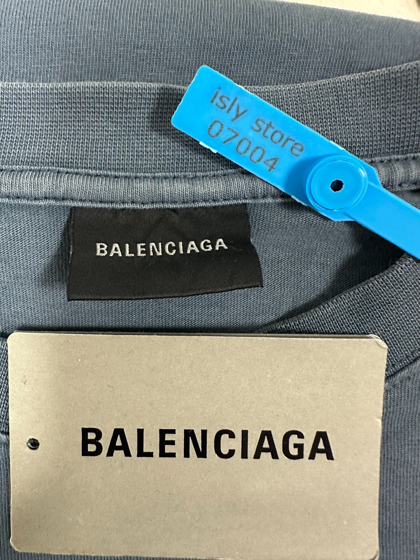 Balenciaga Blue Loose Crewneck T-Shirt — label
