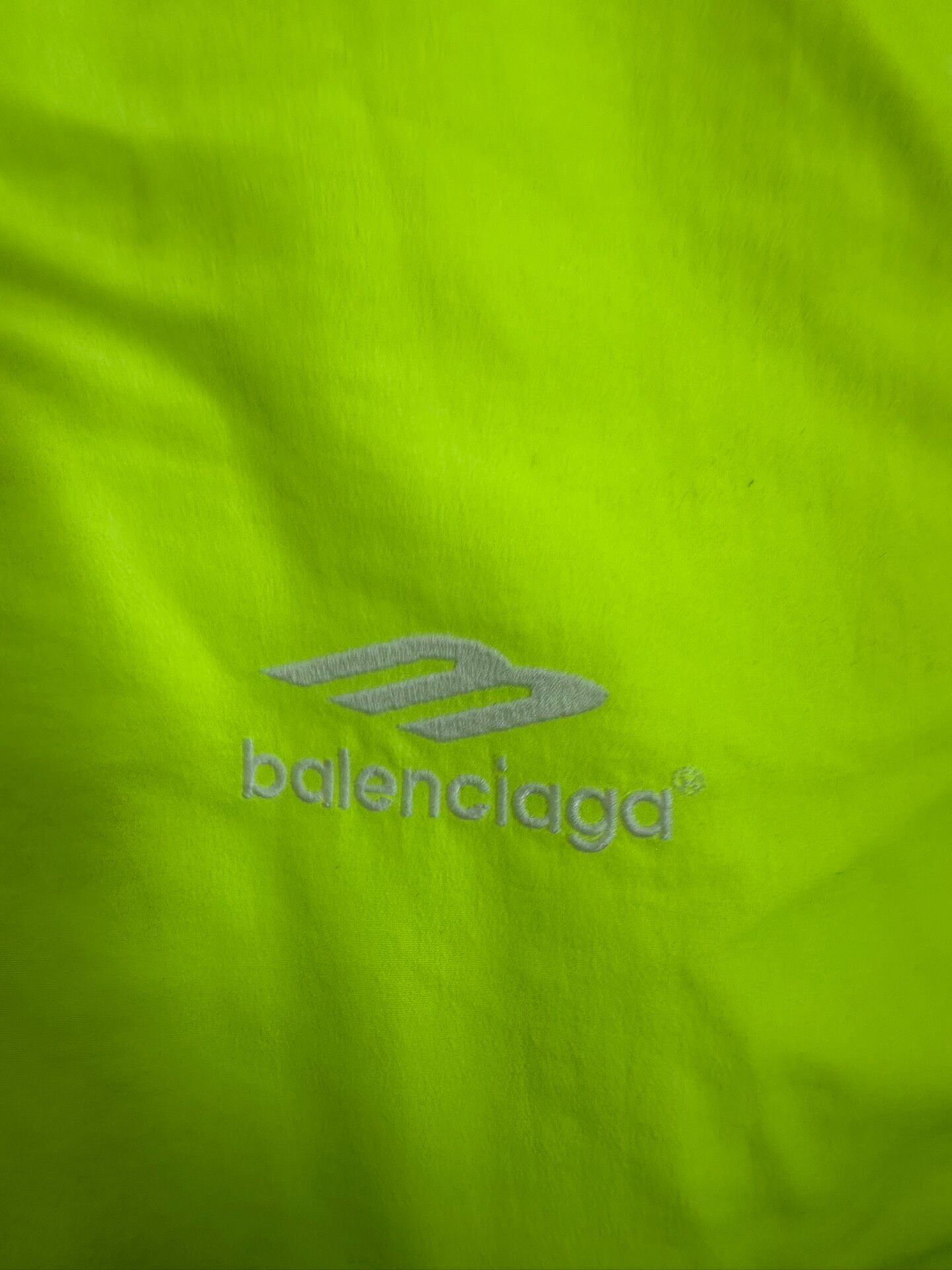 Balenciaga Neon Green Stand Collar Zip Jacket — detail