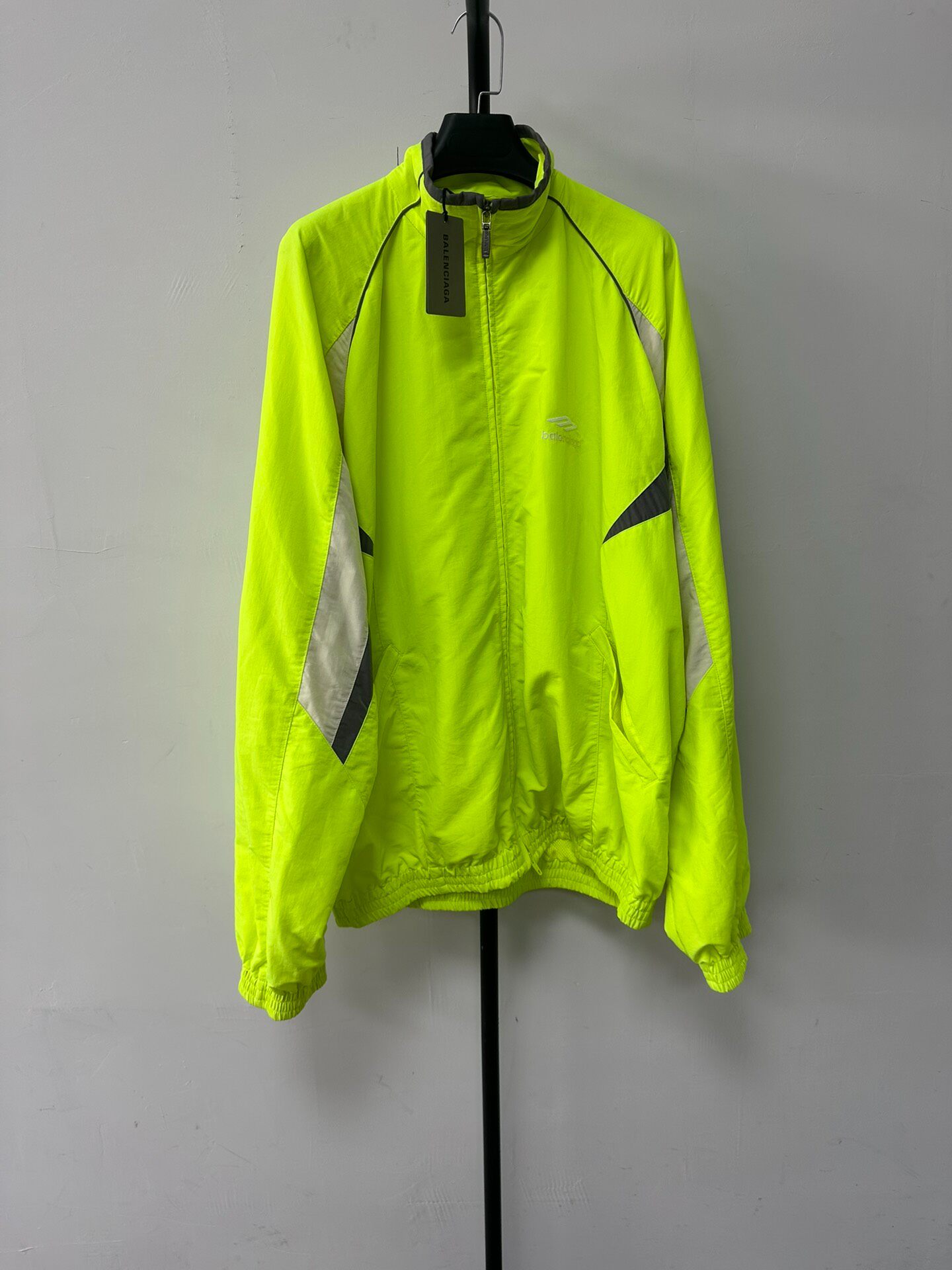 Balenciaga Neon Green Stand Collar Zip Jacket