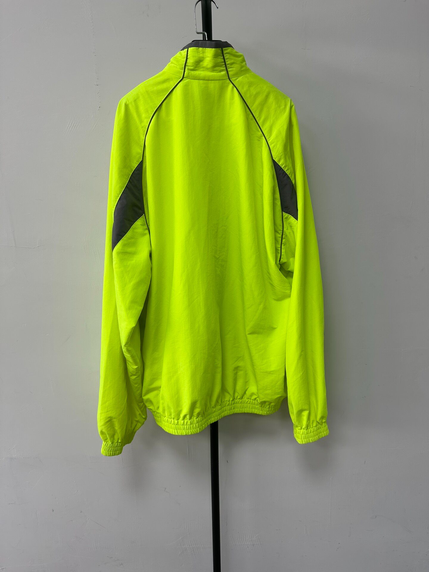 Balenciaga Neon Green Stand Collar Zip Jacket — front