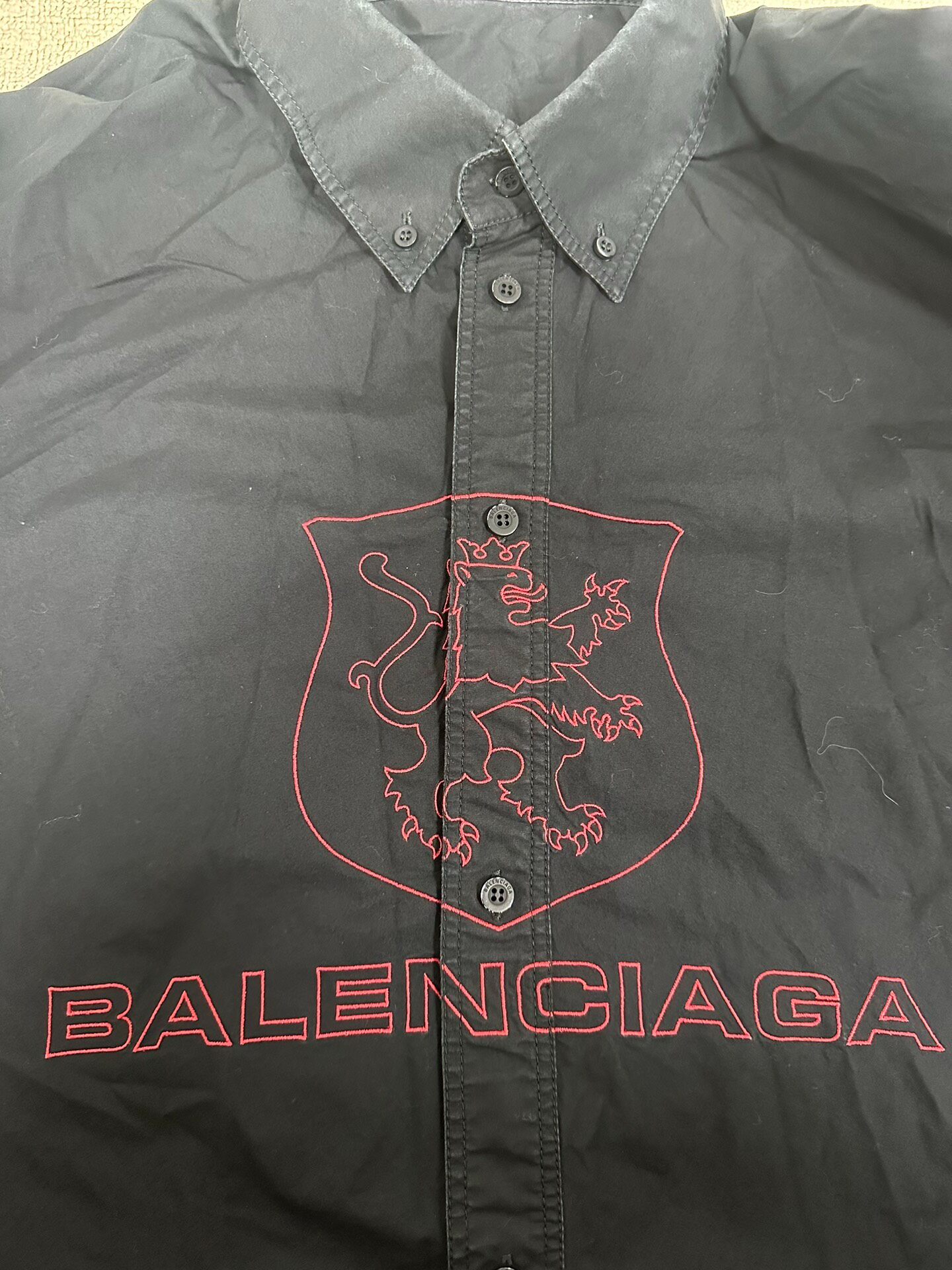 Balenciaga Men's Black Logo Long-Sleeve Shirt — detail
