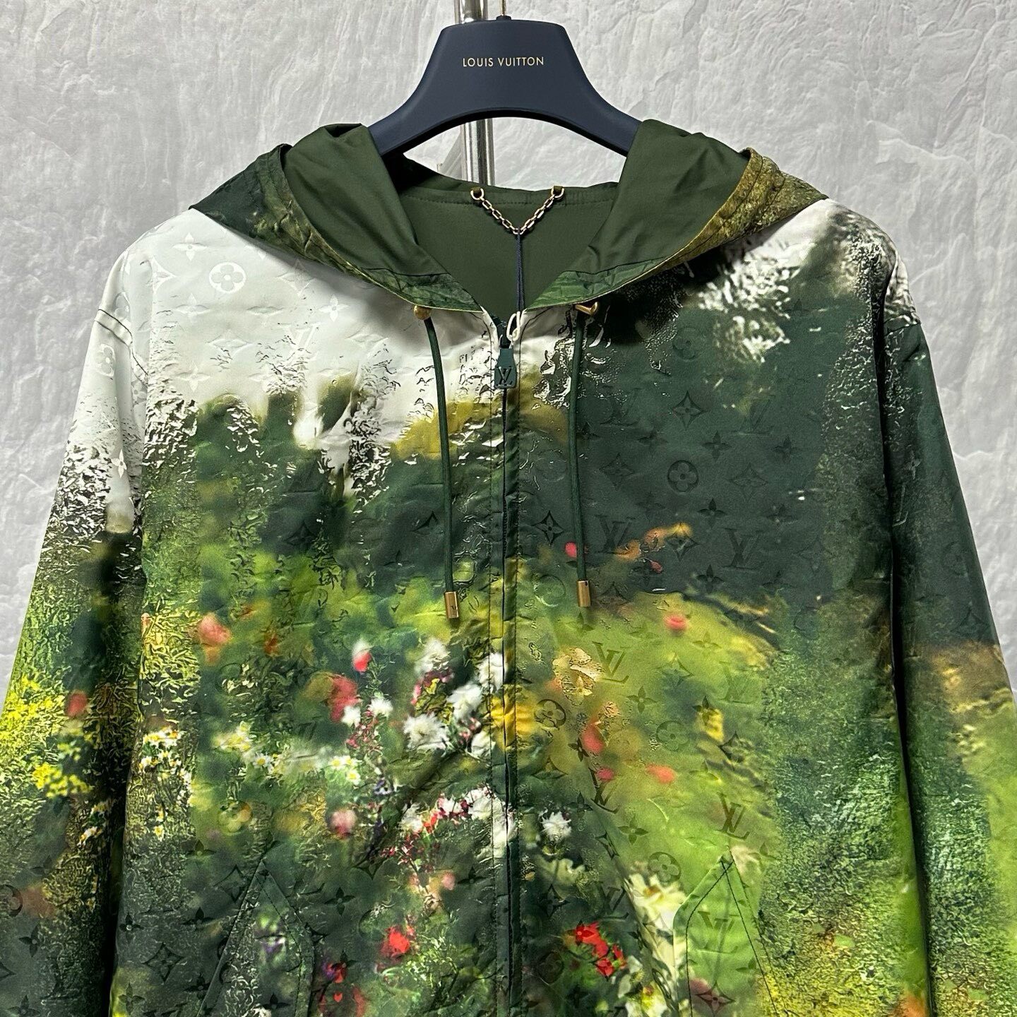 Louis Vuitton FW26 Floral Zip Hooded Jacket — detail