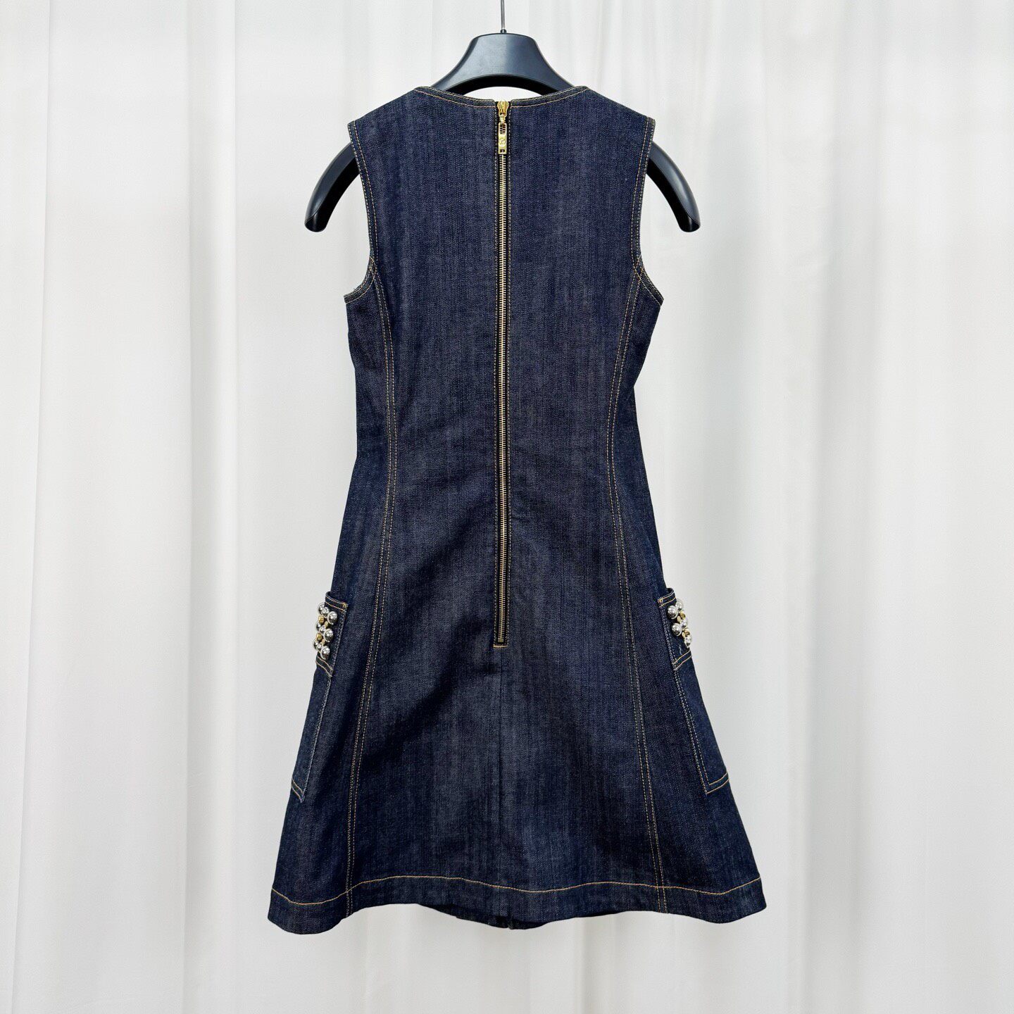 Louis Vuitton Double-Breasted Sleeveless Denim Dress — front