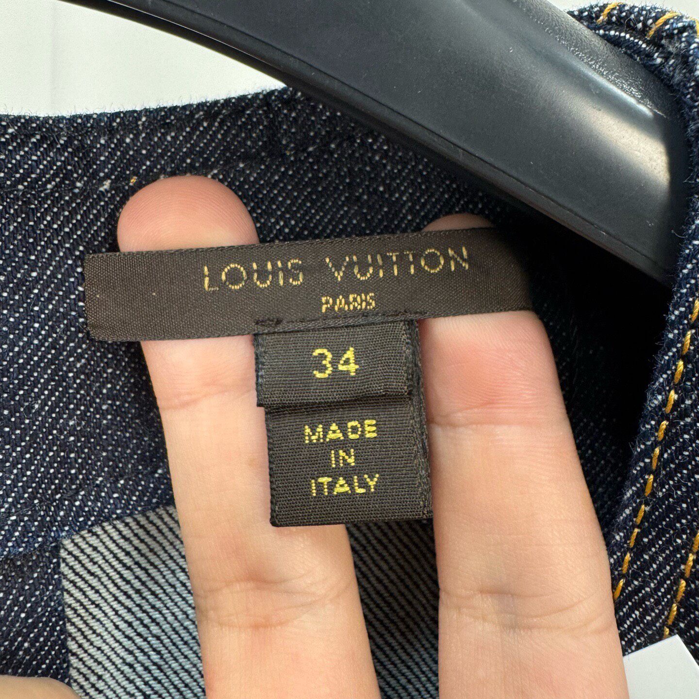 Louis Vuitton Double-Breasted Sleeveless Denim Dress — label