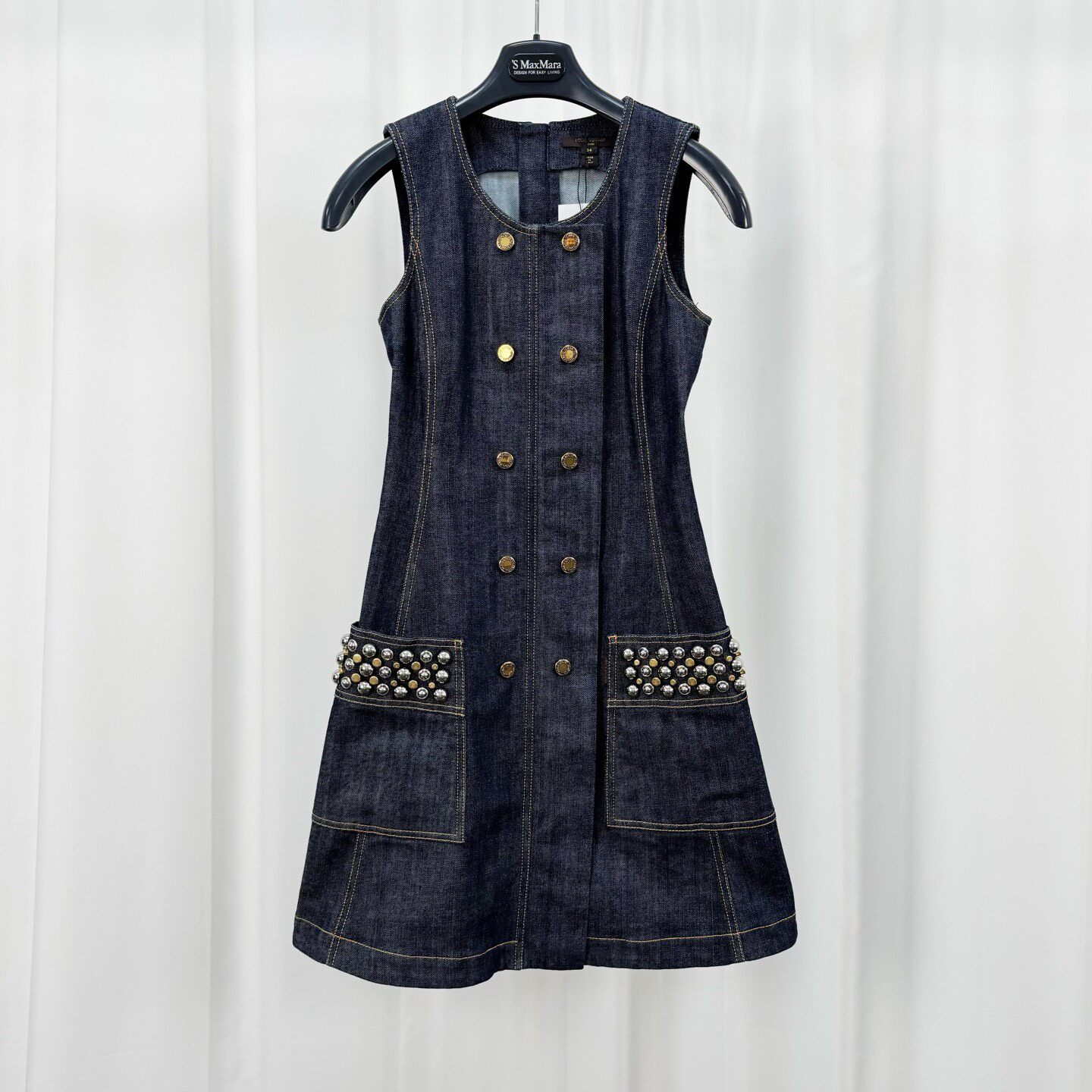 Louis Vuitton Double-Breasted Sleeveless Denim Dress