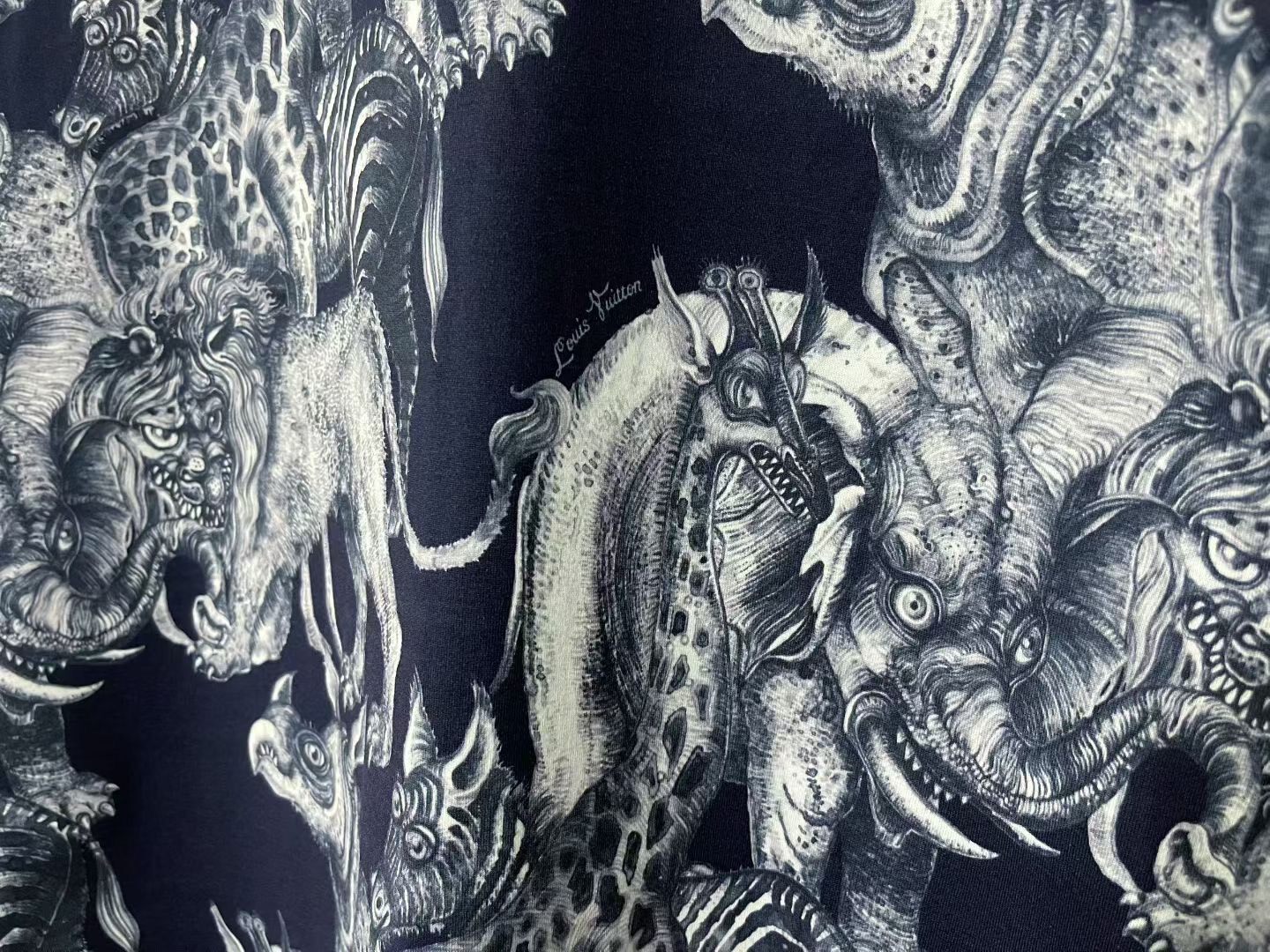 Louis Vuitton Navy Animal Print Tee — front