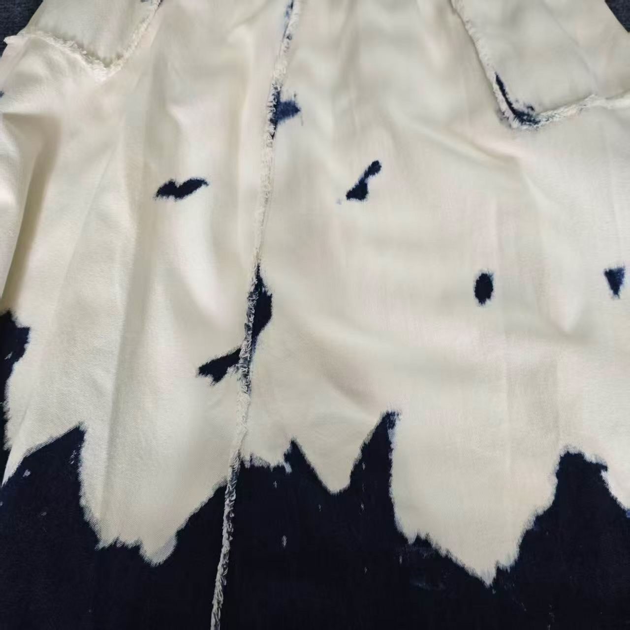 Dior White-Base Navy Tie-Dye Skirt — detail