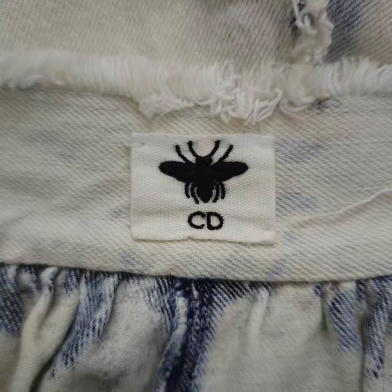 Dior White-Base Navy Tie-Dye Skirt — back