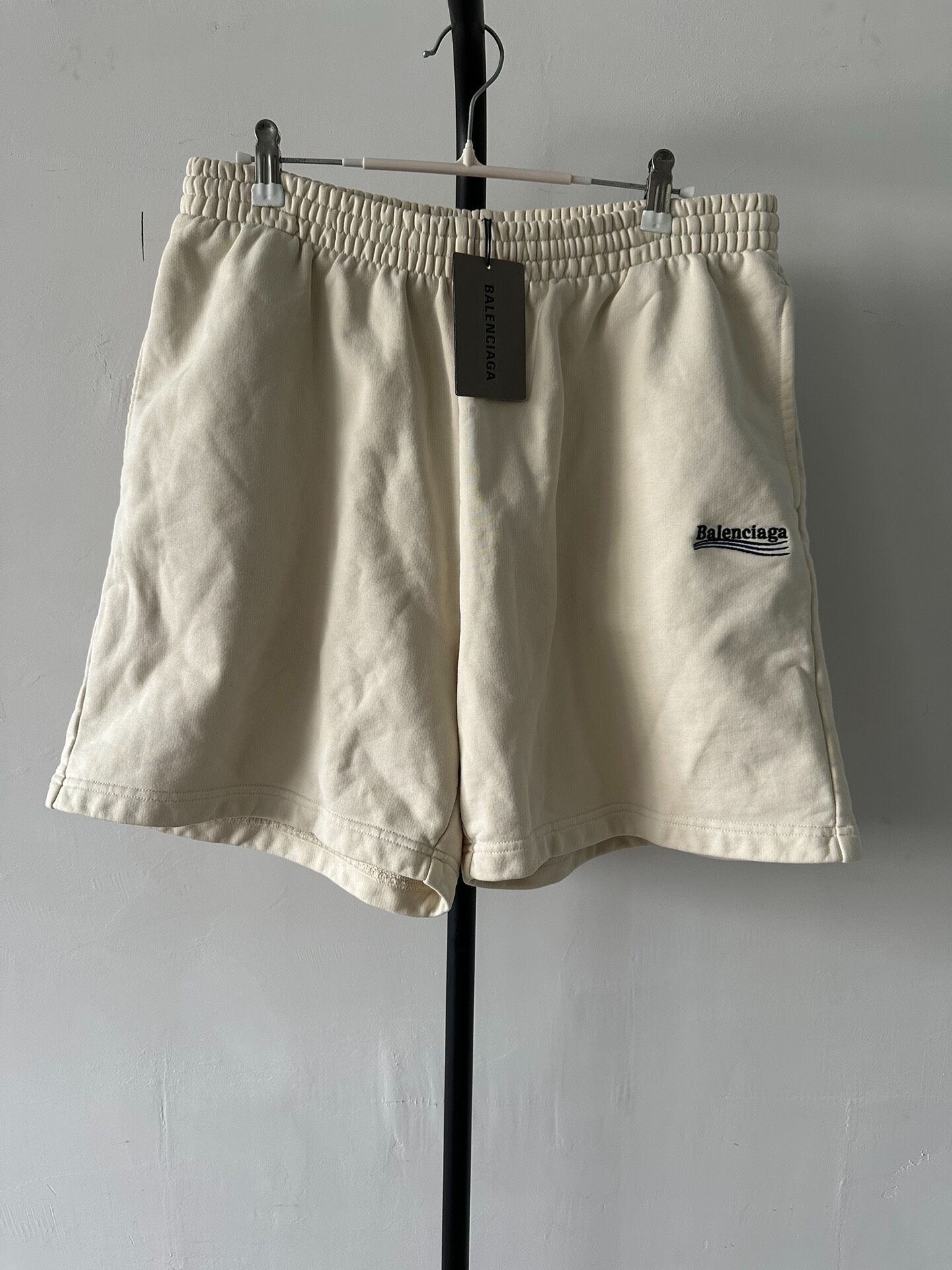 Balenciaga Men's White Logo Shorts