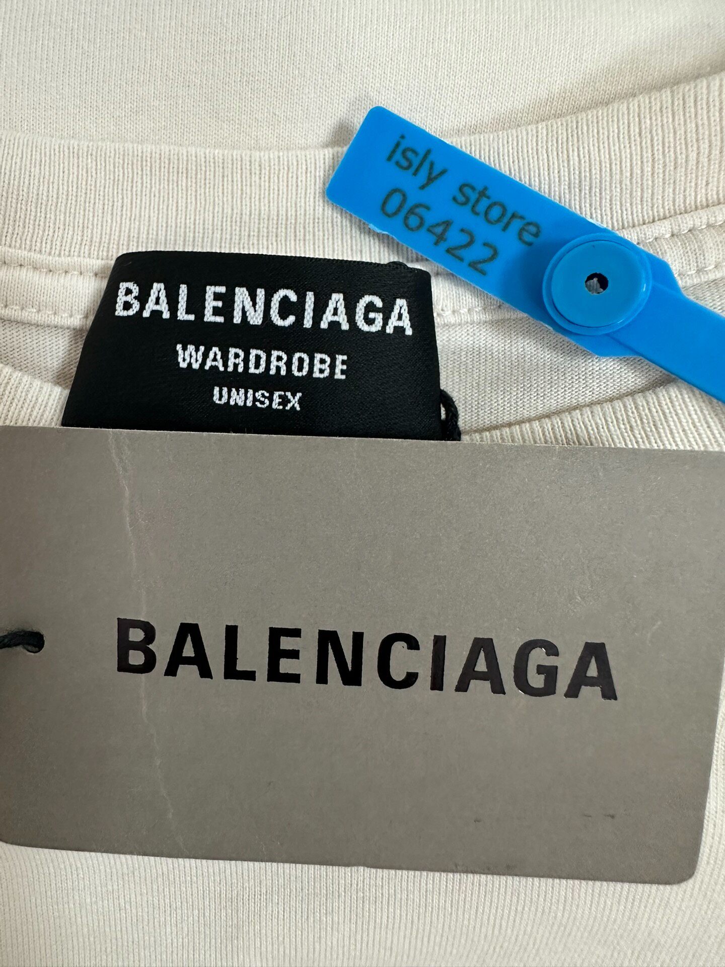 Balenciaga Men's White Logo T-Shirt — label