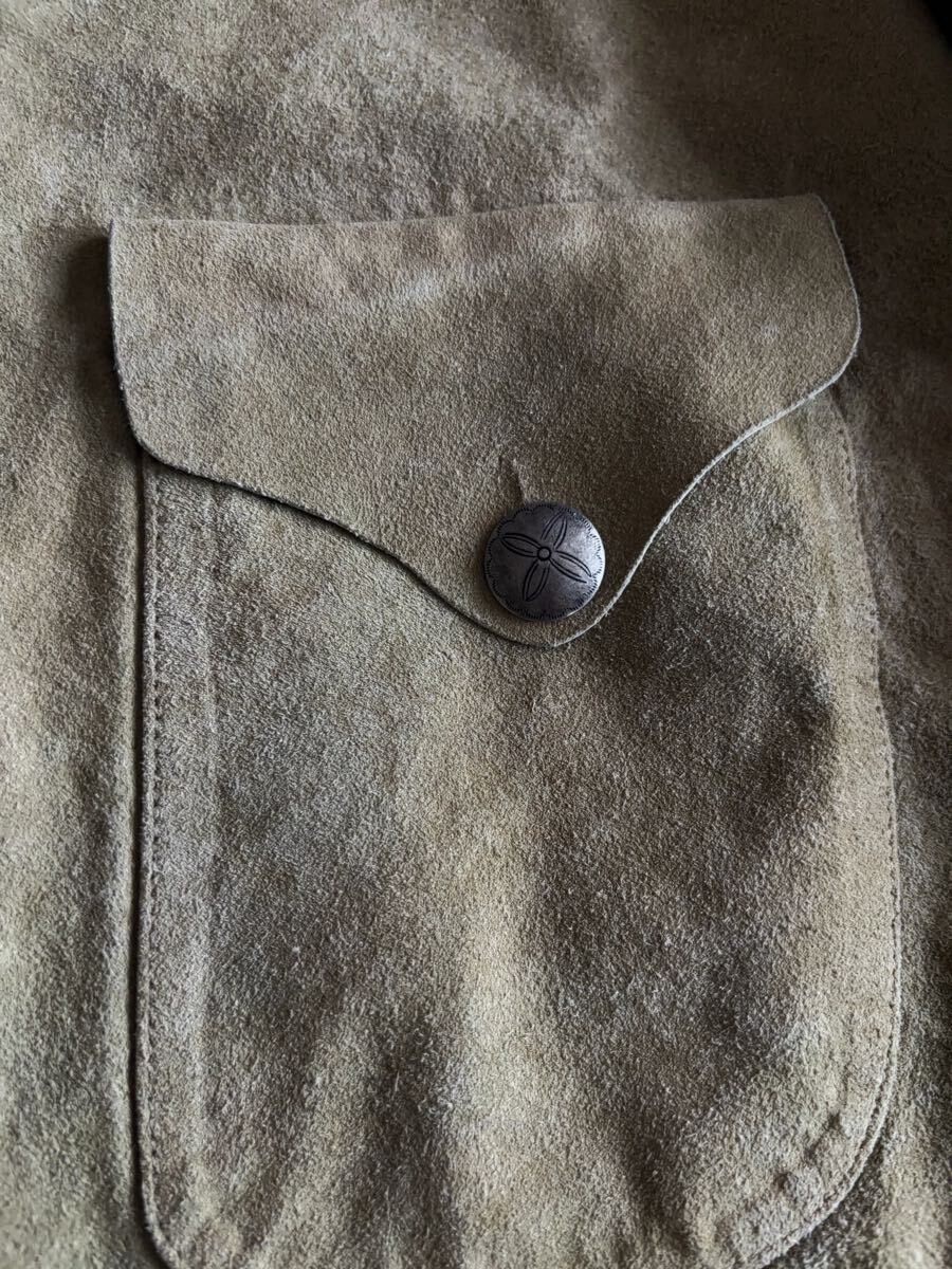 RRL 26ss Beige Suede Leather Jacket — label