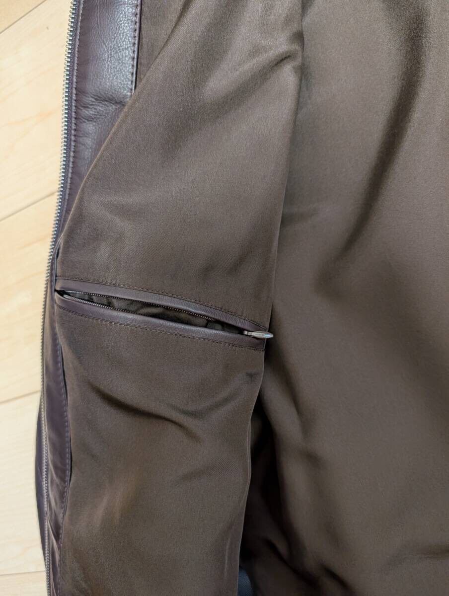 Kaptain Sunshine Brown Sheepskin Zip Jacket — detail