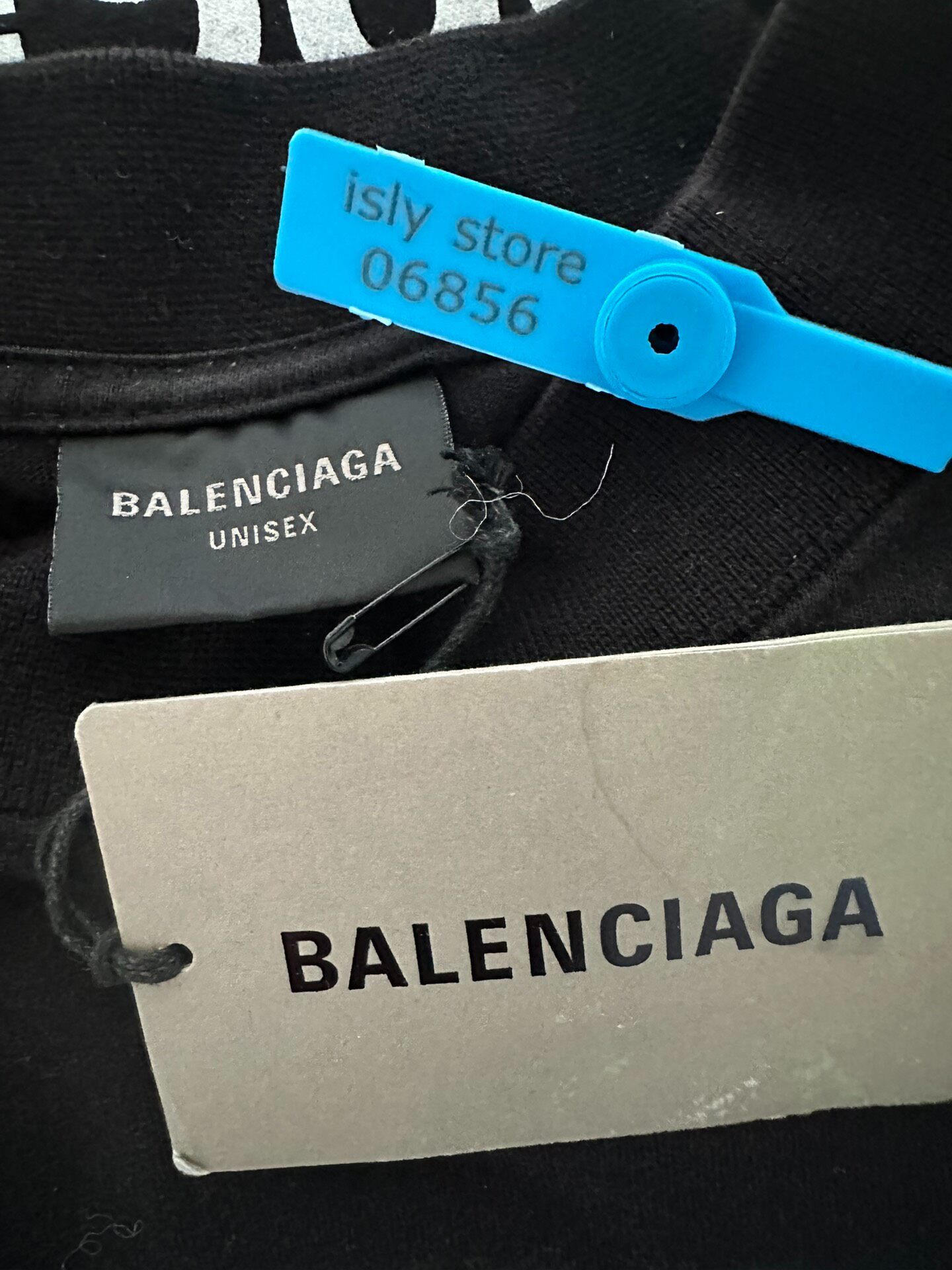 Balenciaga Logo Print Round Neck T-Shirt — label