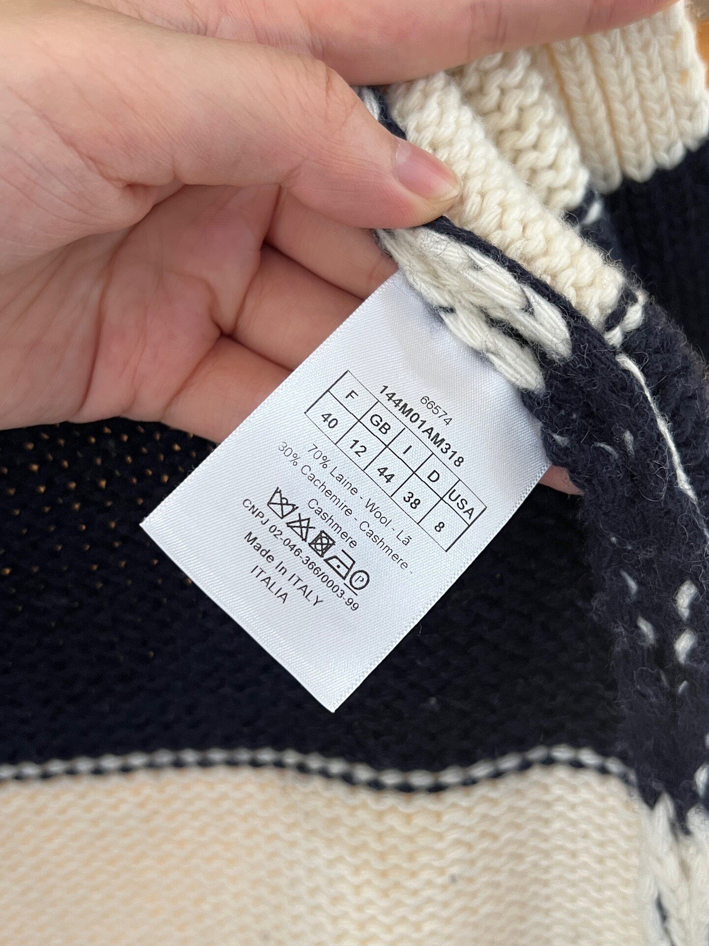 Dior Striped Duffle Coat With Horn Buttons — label
