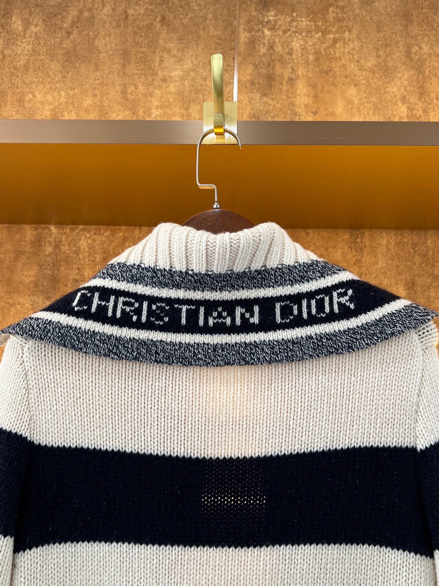 Dior Striped Duffle Coat With Horn Buttons — back