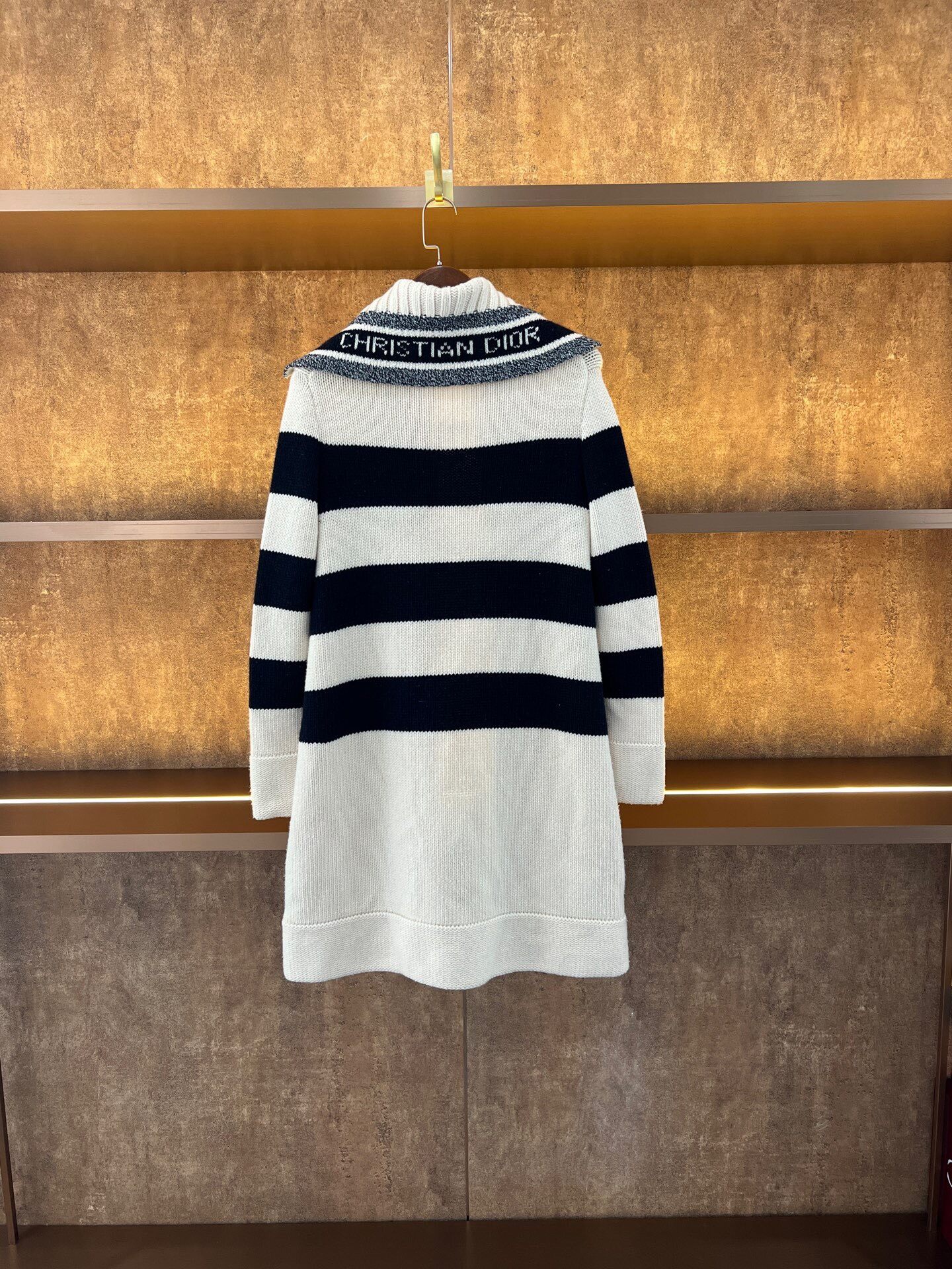 Dior Striped Duffle Coat With Horn Buttons — front