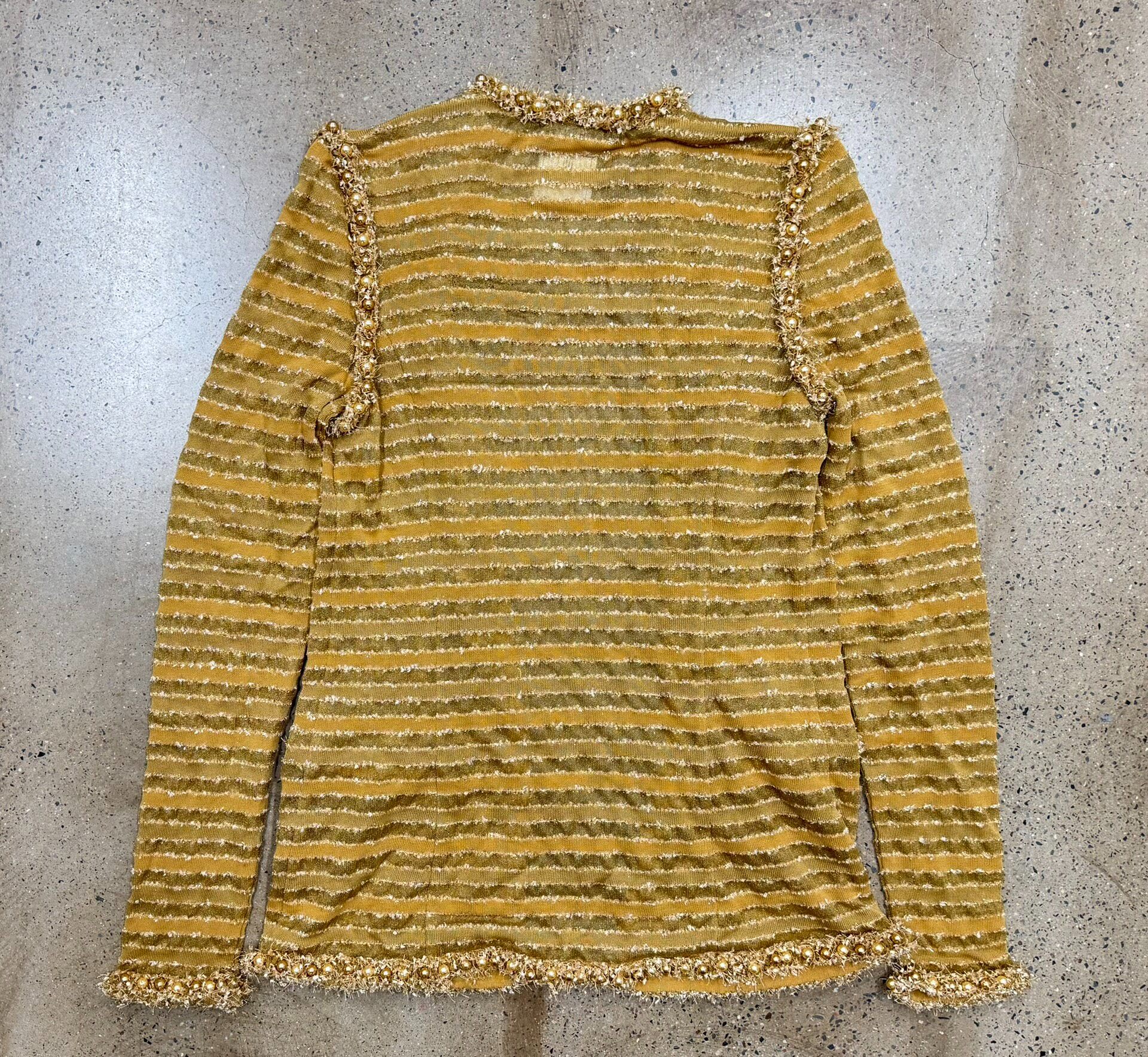 Chanel 2015 Dubai Runway Gold Lace Cardigan — front