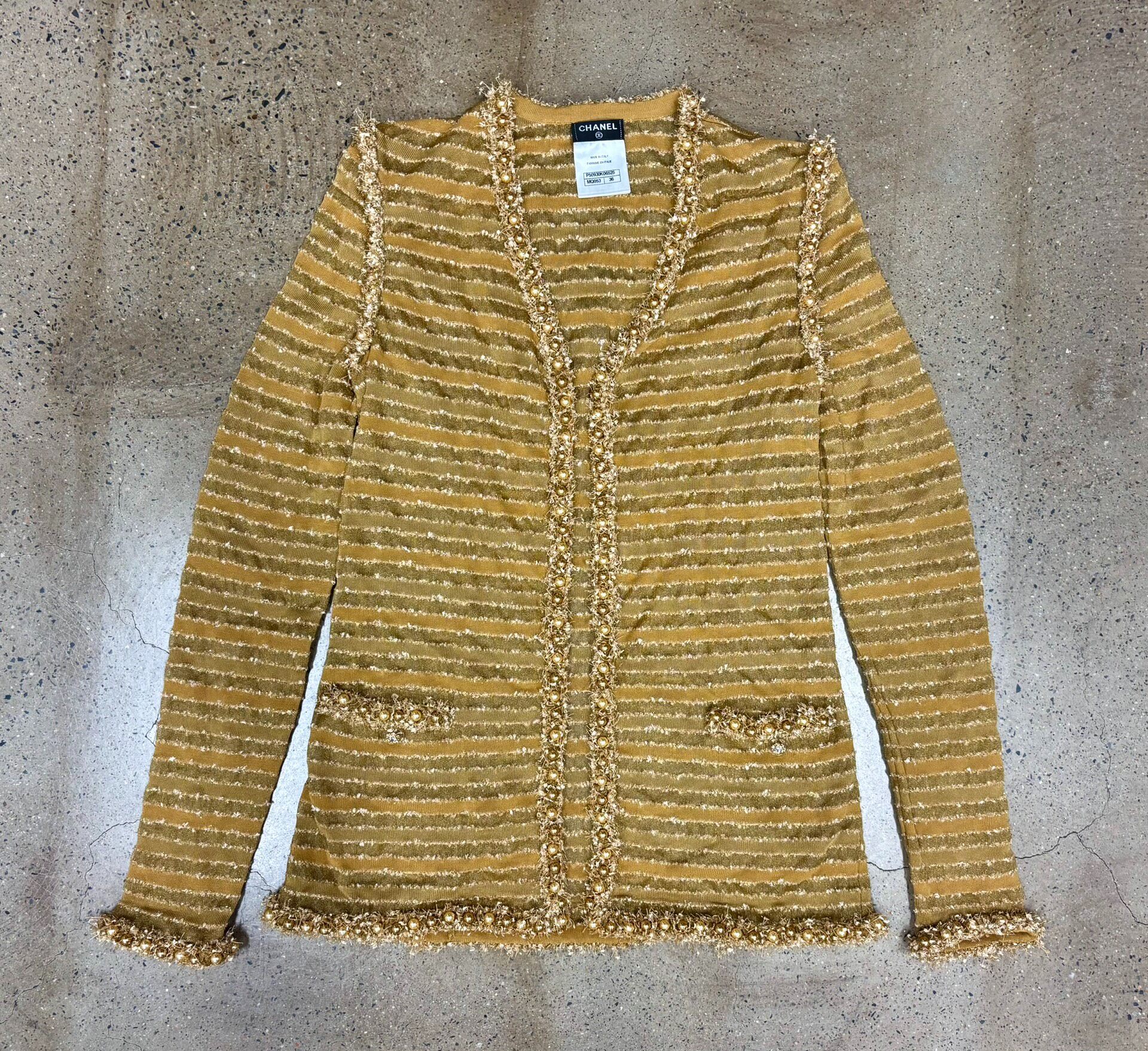 Chanel 2015 Dubai Runway Gold Lace Cardigan